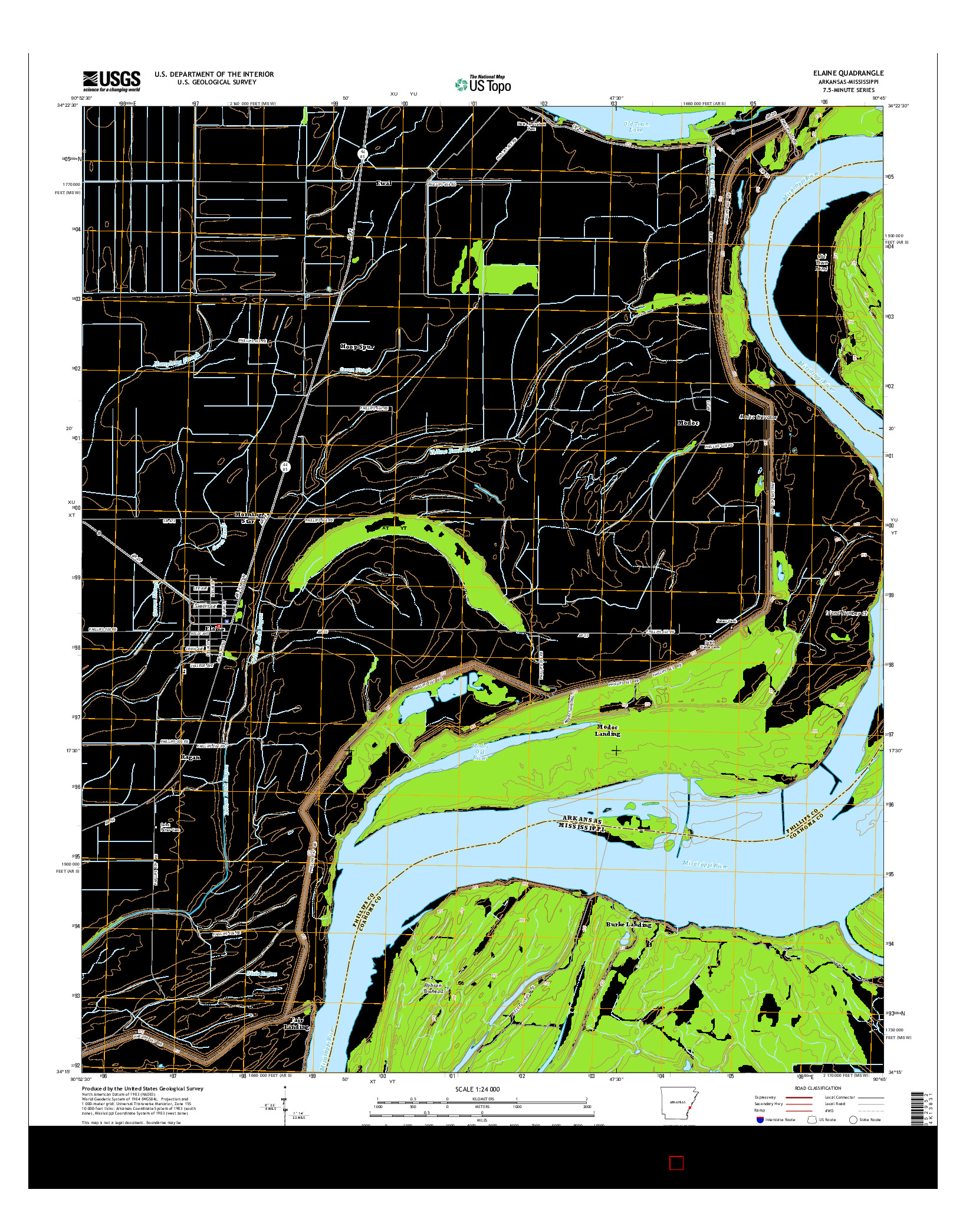 USGS US TOPO 7.5-MINUTE MAP FOR ELAINE, AR-MS 2014