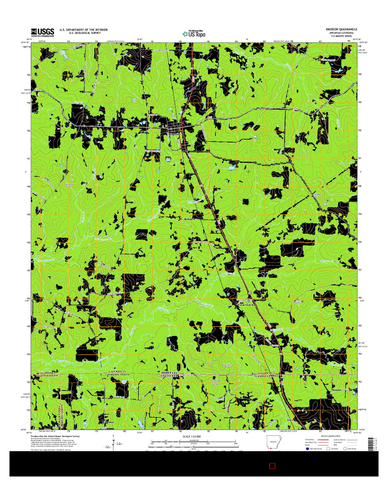 USGS US TOPO 7.5-MINUTE MAP FOR EMERSON, AR-LA 2014