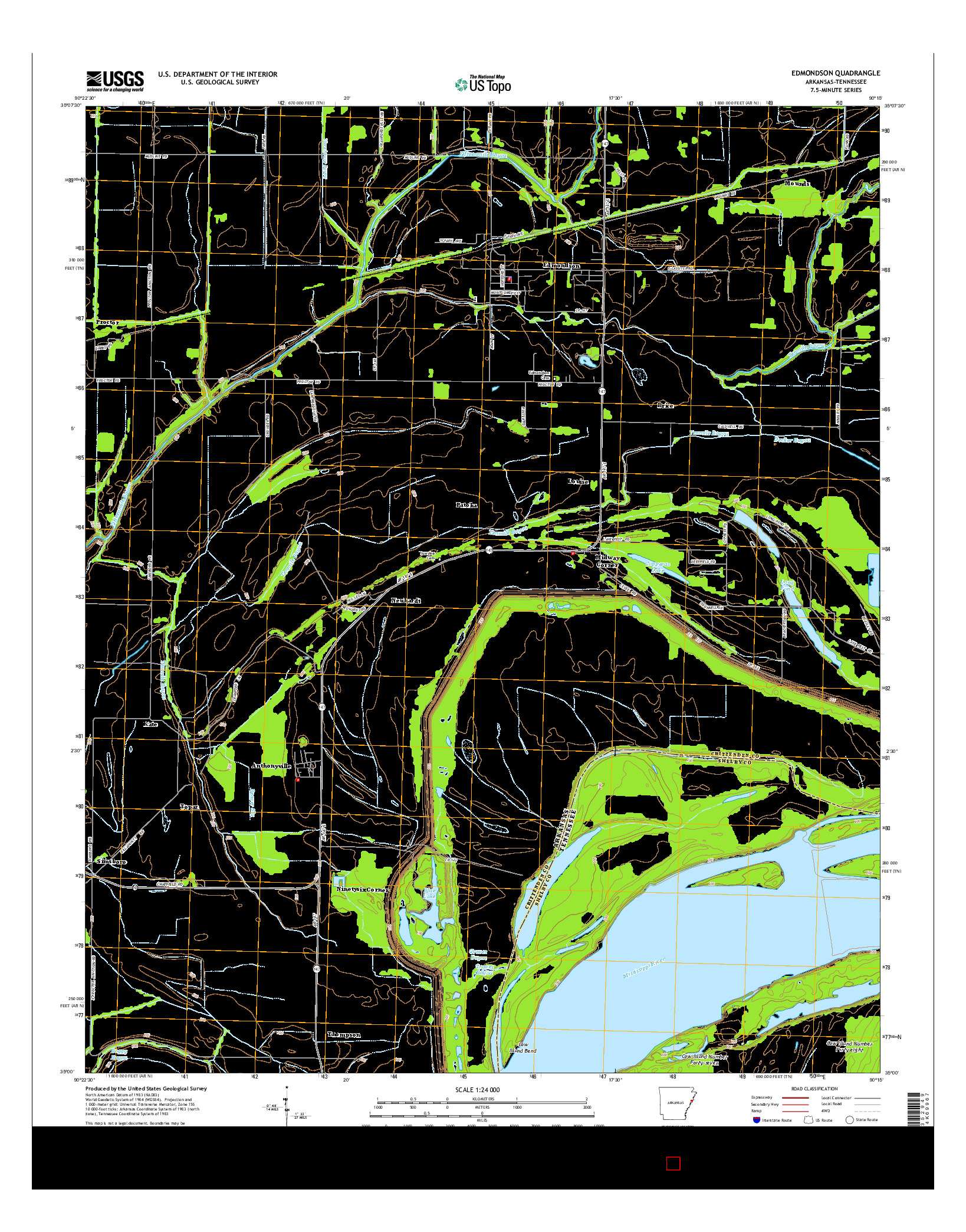 USGS US TOPO 7.5-MINUTE MAP FOR EDMONDSON, AR-TN 2014