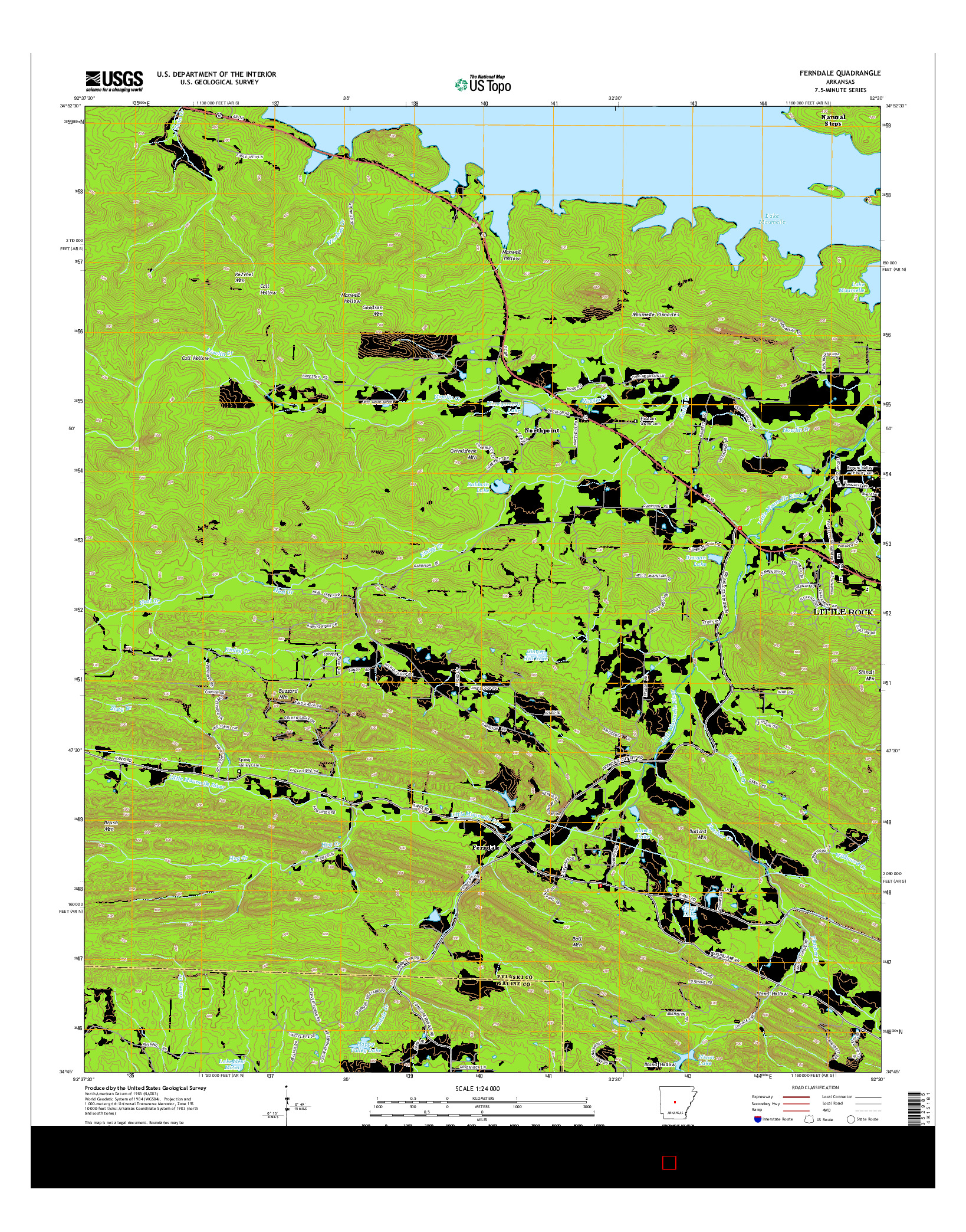 USGS US TOPO 7.5-MINUTE MAP FOR FERNDALE, AR 2014