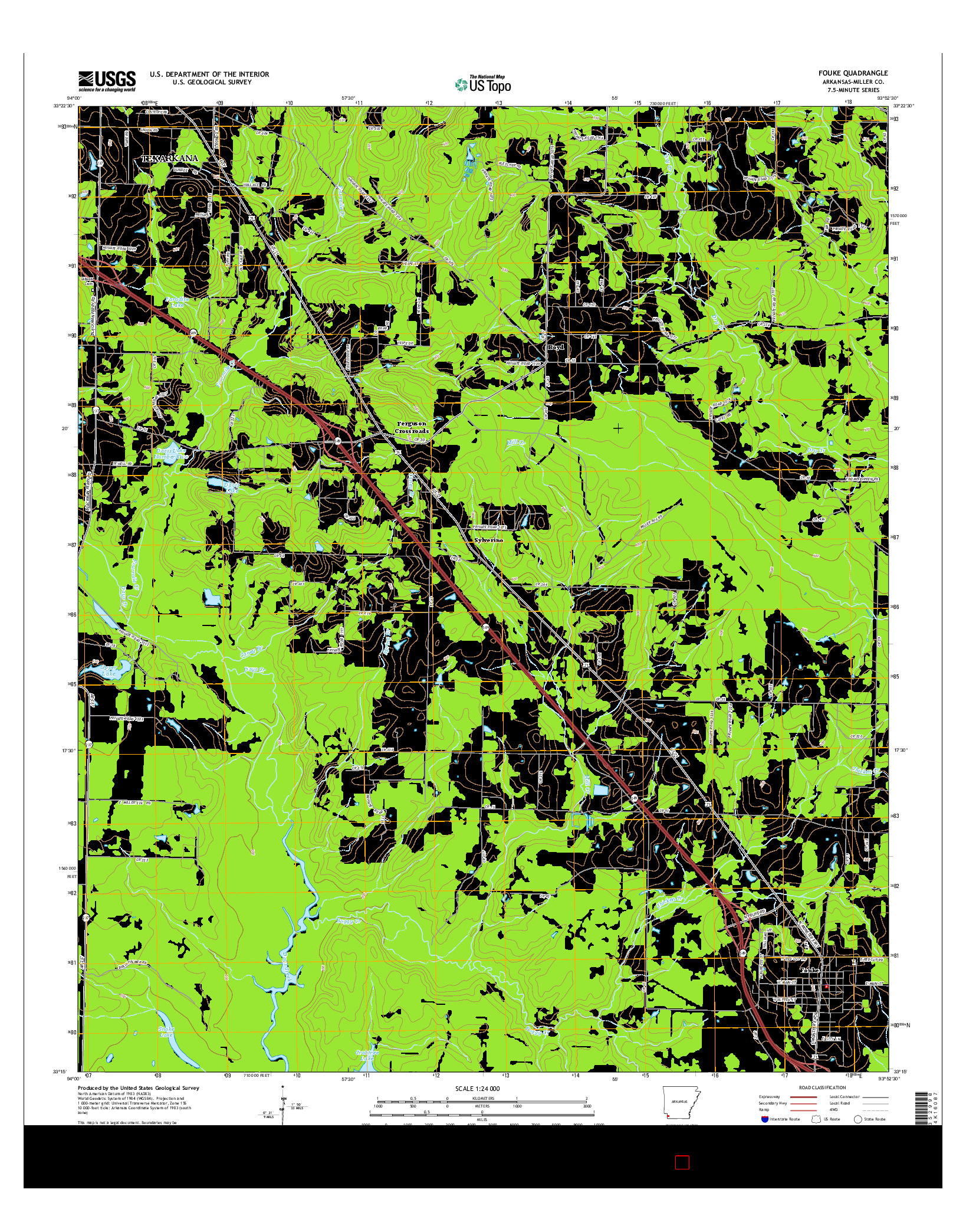 USGS US TOPO 7.5-MINUTE MAP FOR FOUKE, AR 2014