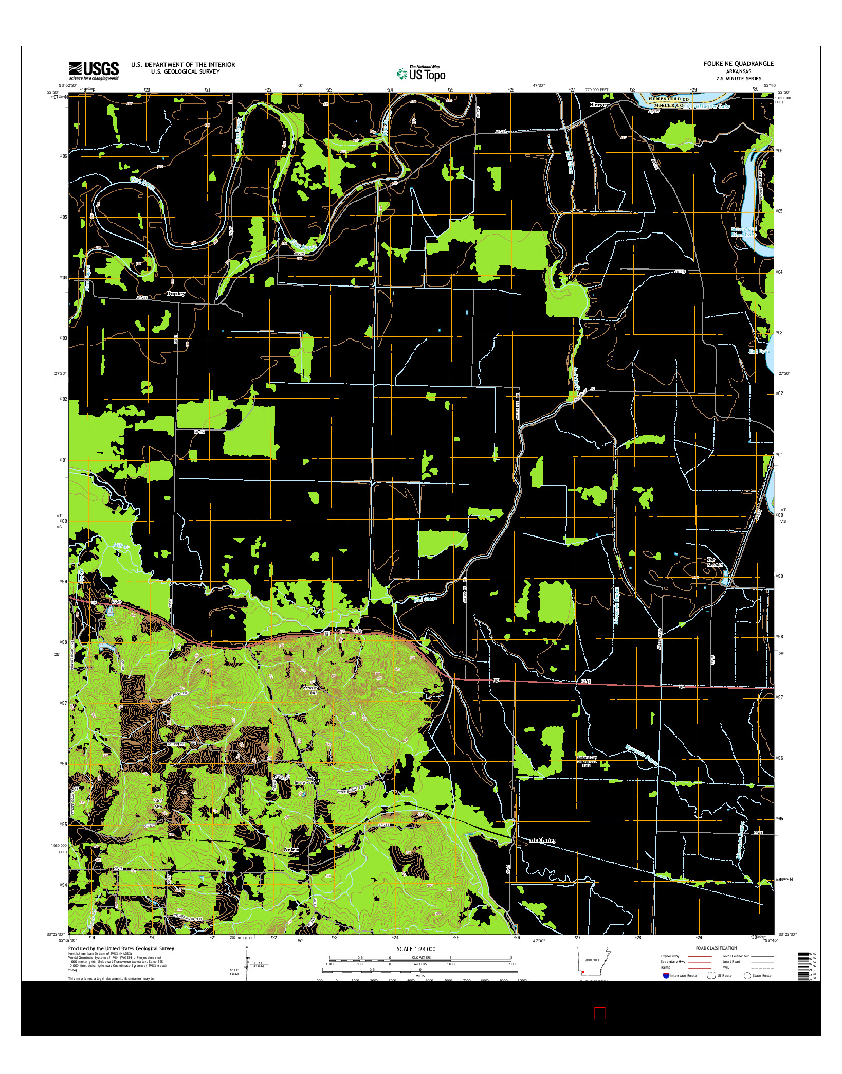 USGS US TOPO 7.5-MINUTE MAP FOR FOUKE NE, AR 2014