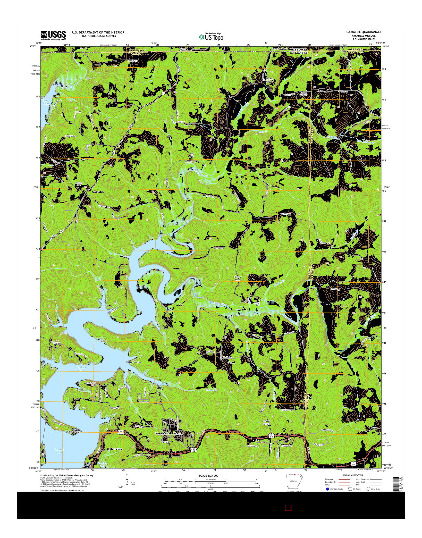 USGS US TOPO 7.5-MINUTE MAP FOR GAMALIEL, AR-MO 2014