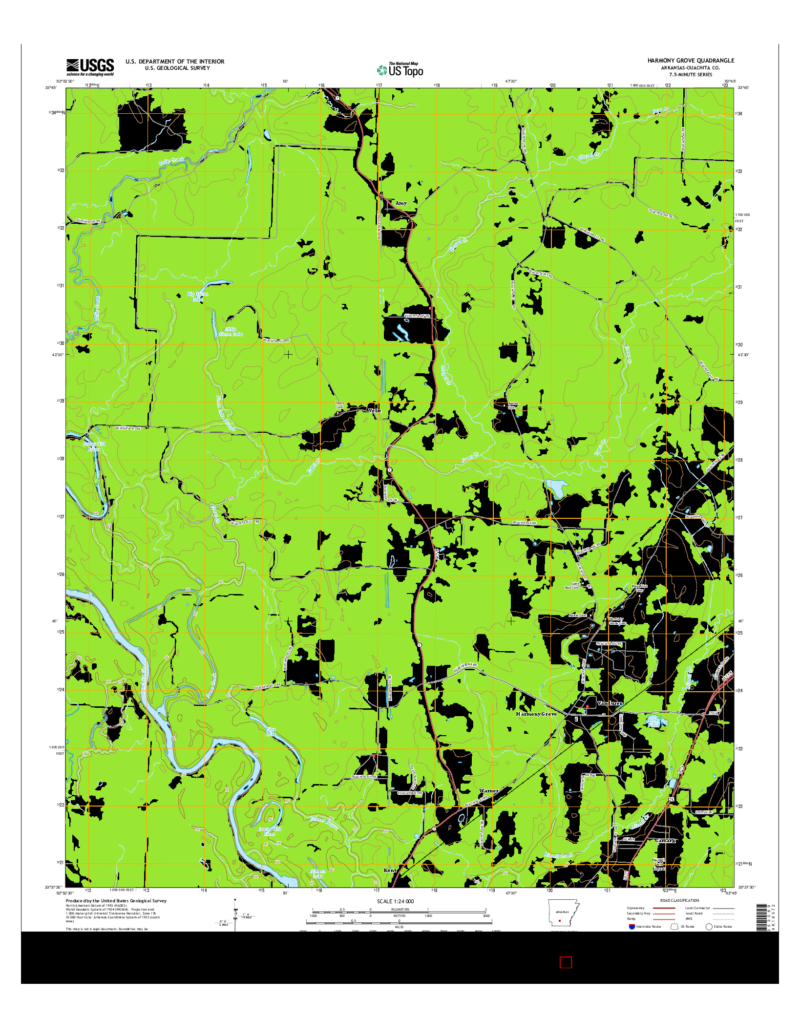 USGS US TOPO 7.5-MINUTE MAP FOR HARMONY GROVE, AR 2014