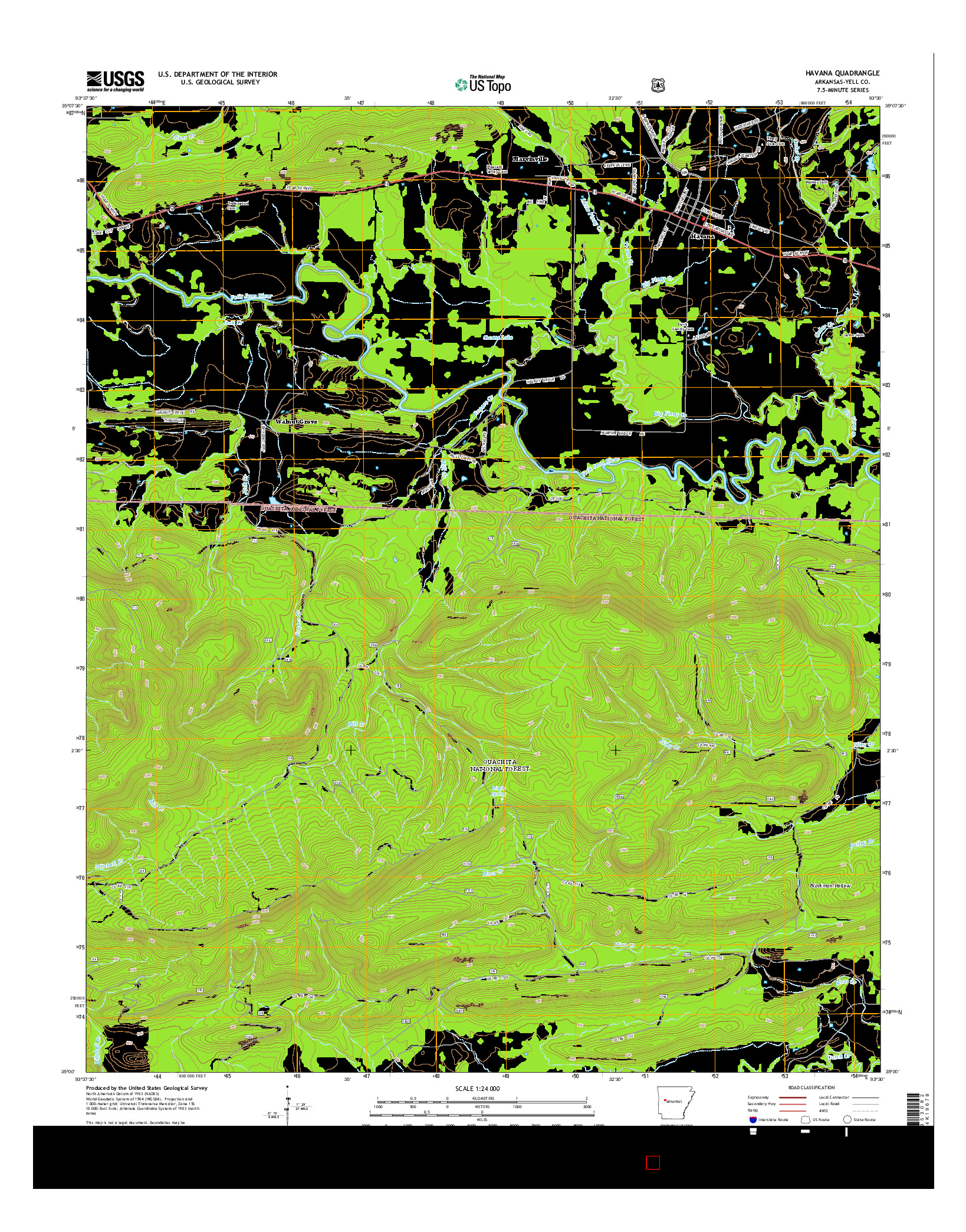 USGS US TOPO 7.5-MINUTE MAP FOR HAVANA, AR 2014