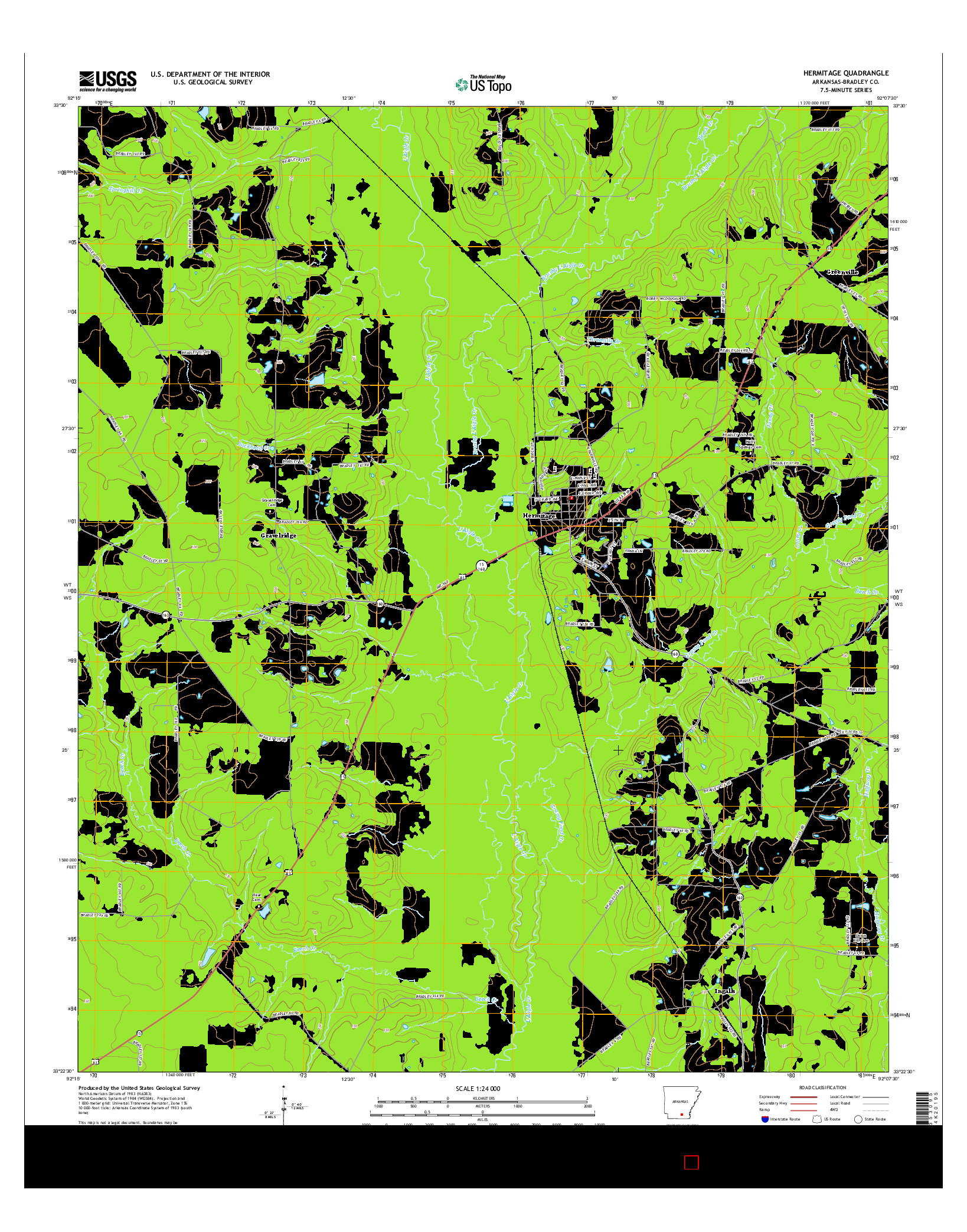 USGS US TOPO 7.5-MINUTE MAP FOR HERMITAGE, AR 2014