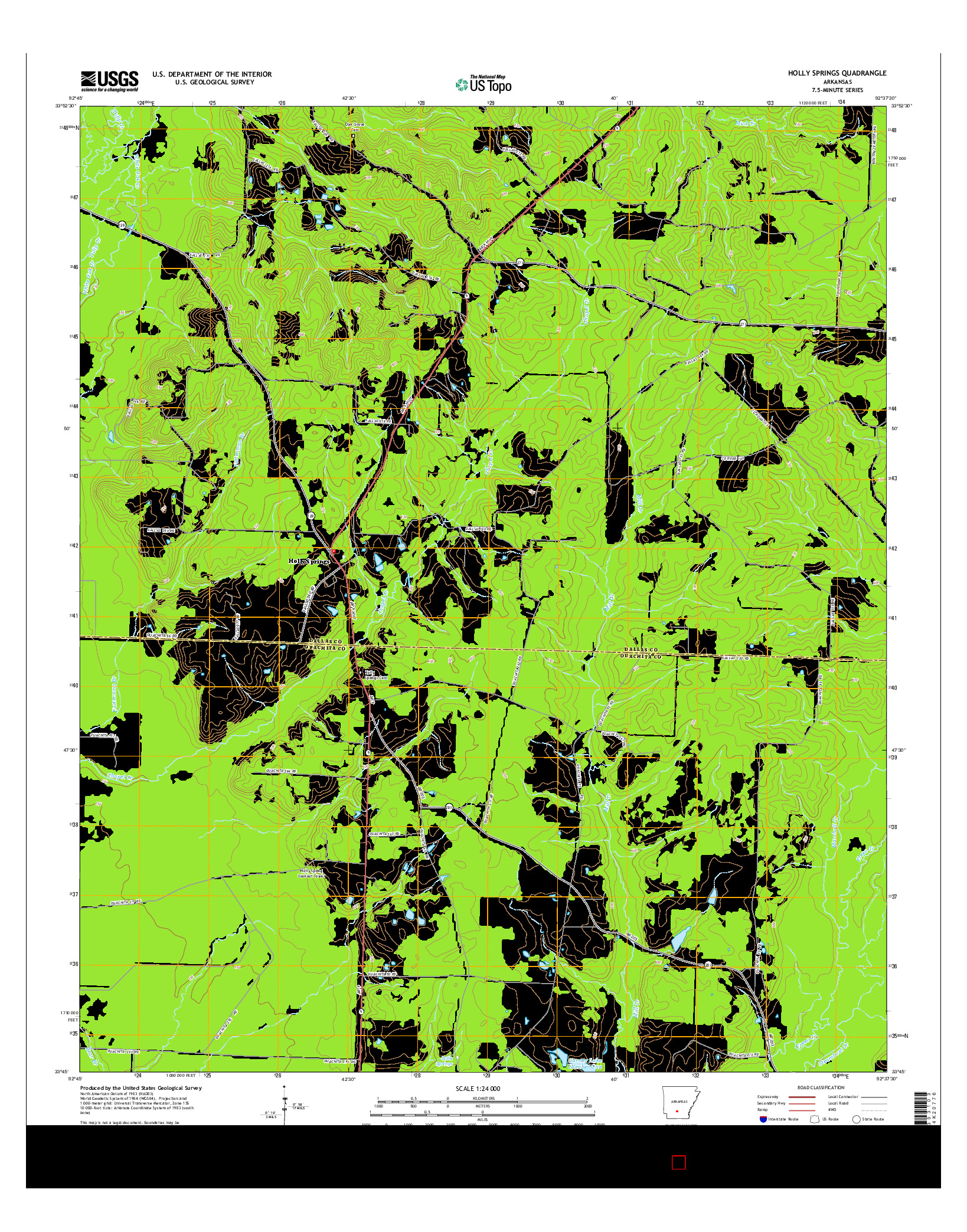 USGS US TOPO 7.5-MINUTE MAP FOR HOLLY SPRINGS, AR 2014
