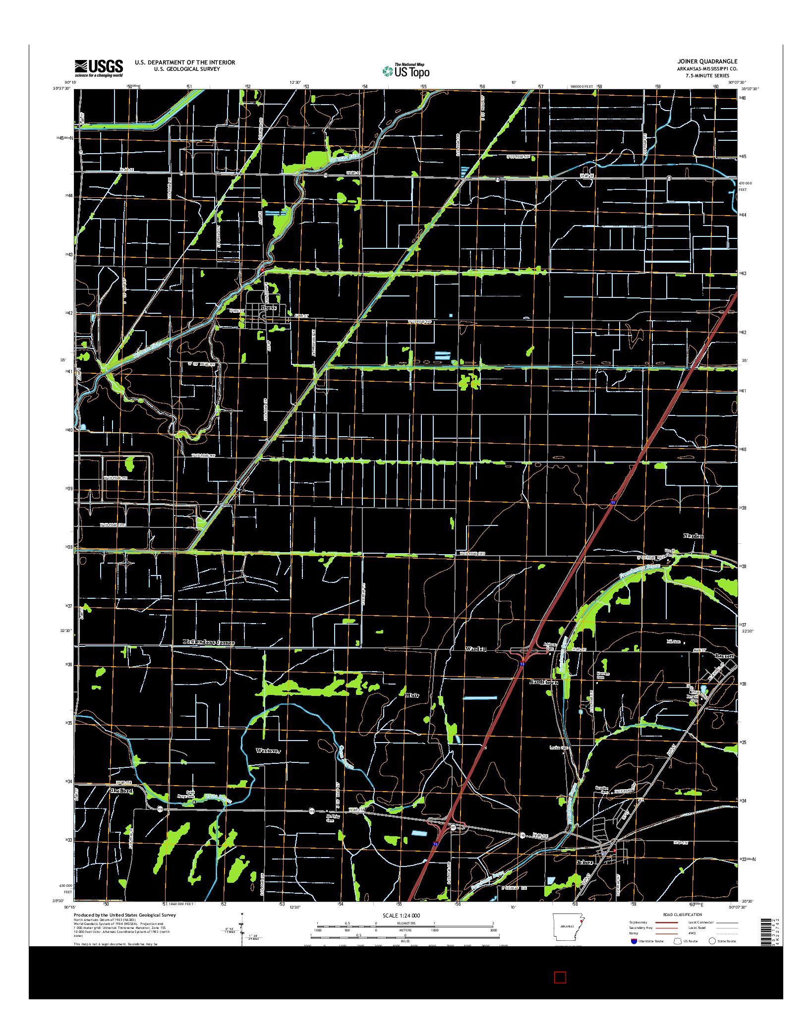 USGS US TOPO 7.5-MINUTE MAP FOR JOINER, AR 2014