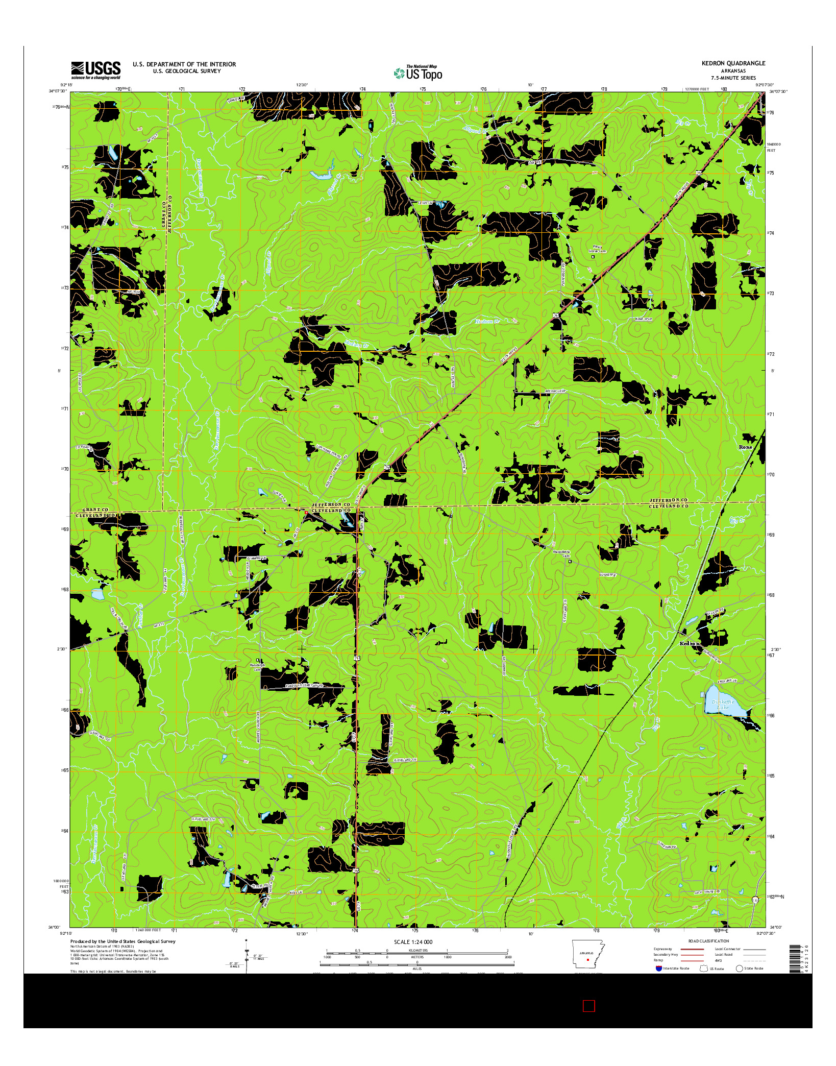 USGS US TOPO 7.5-MINUTE MAP FOR KEDRON, AR 2014