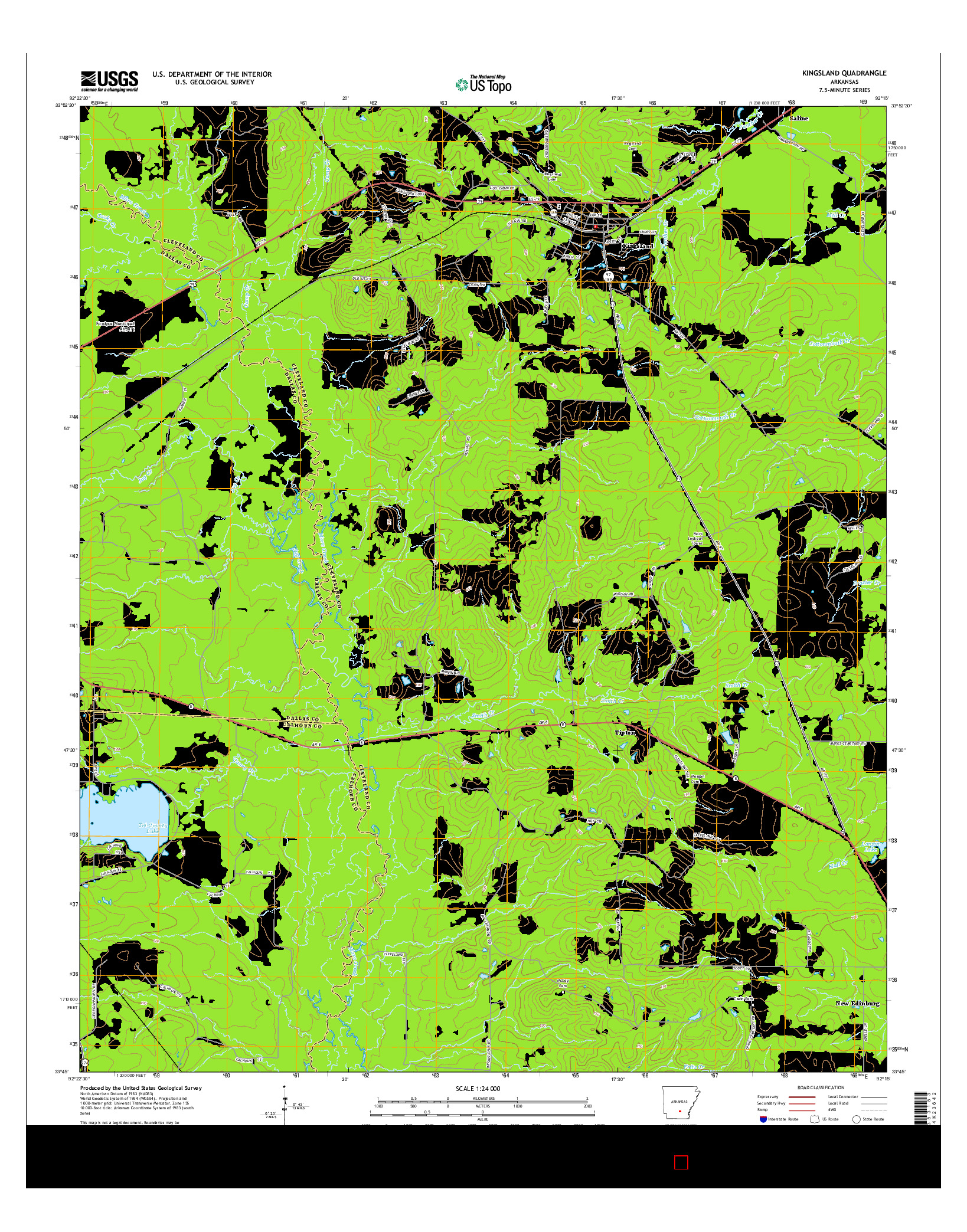 USGS US TOPO 7.5-MINUTE MAP FOR KINGSLAND, AR 2014