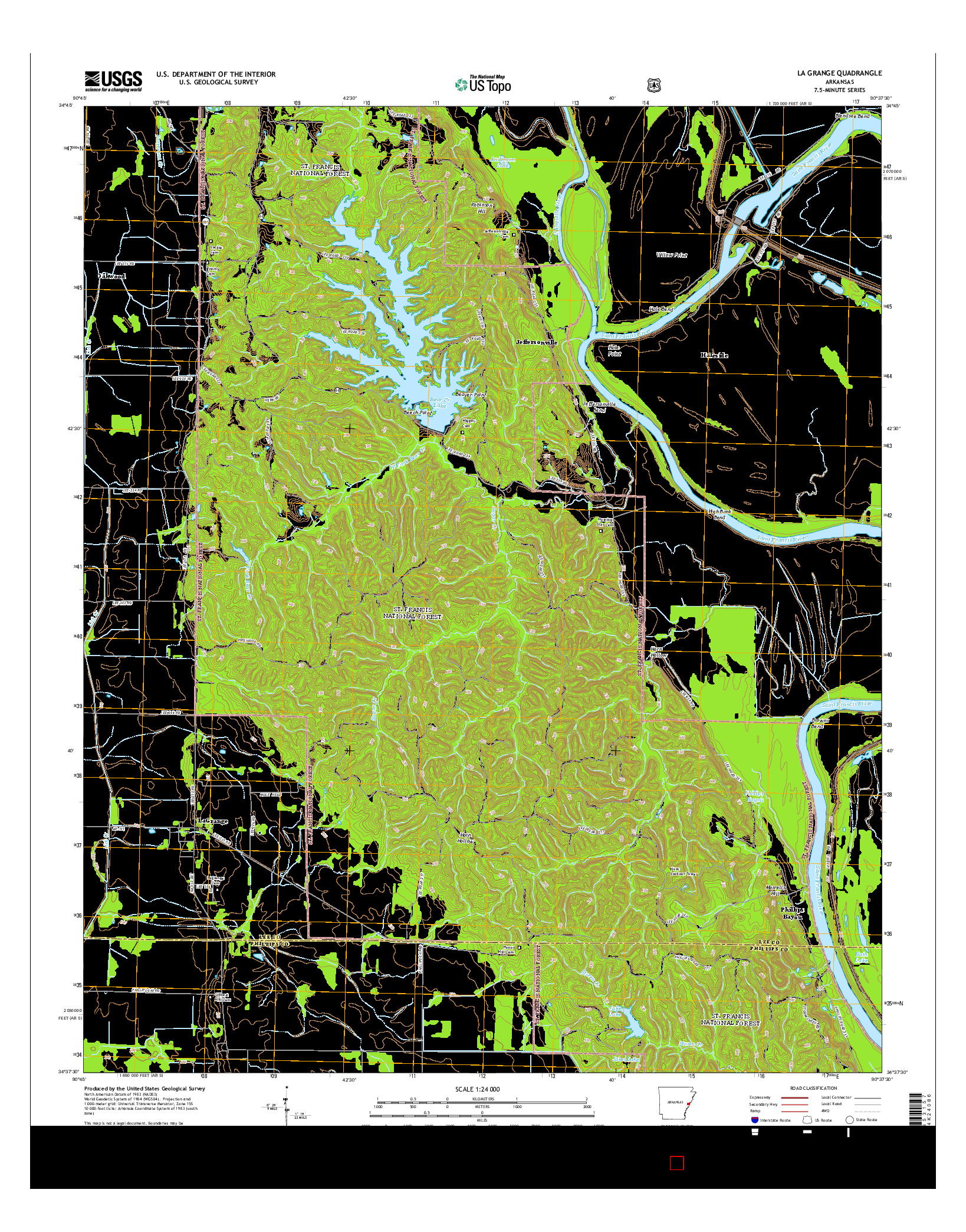 USGS US TOPO 7.5-MINUTE MAP FOR LA GRANGE, AR 2014