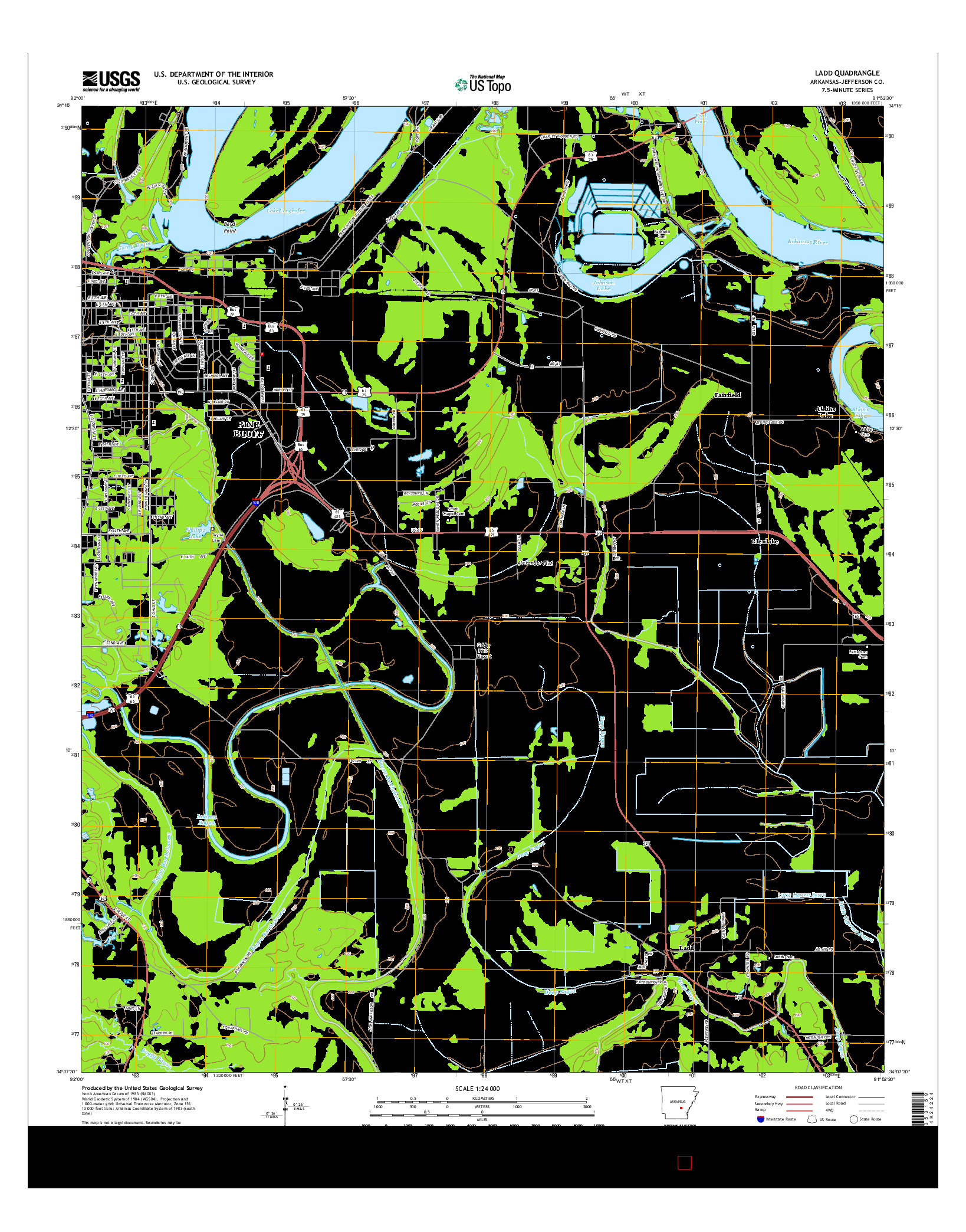 USGS US TOPO 7.5-MINUTE MAP FOR LADD, AR 2014