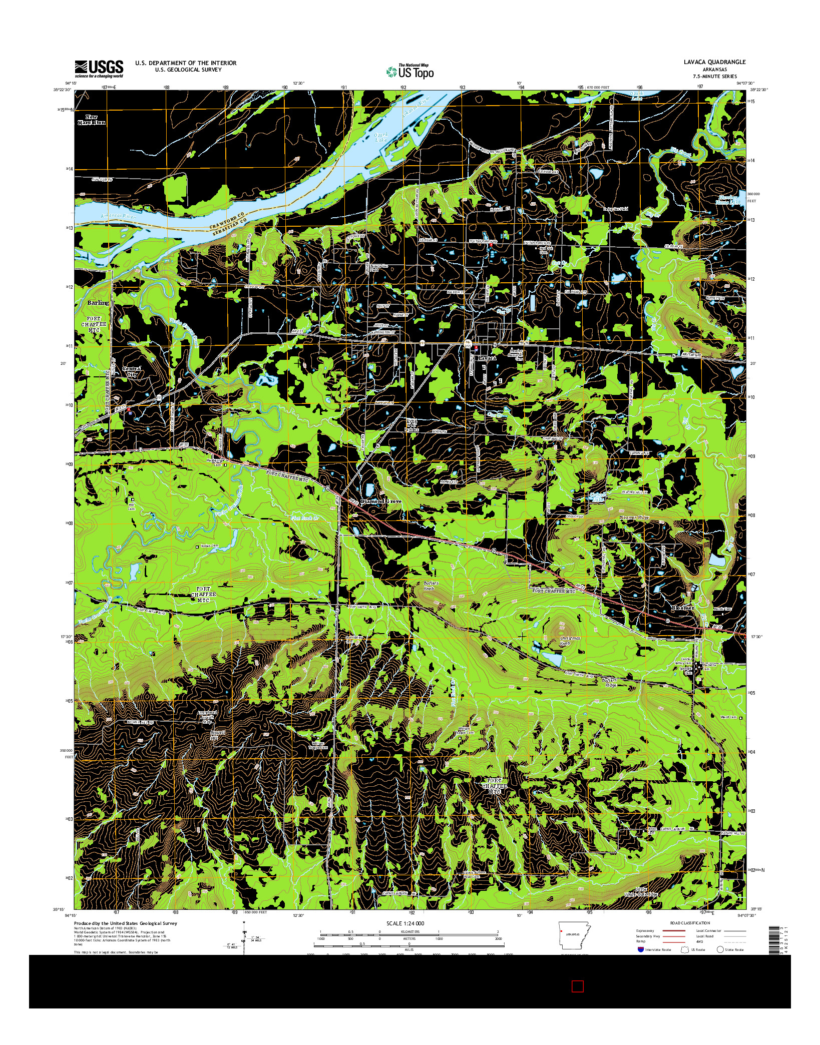 USGS US TOPO 7.5-MINUTE MAP FOR LAVACA, AR 2014