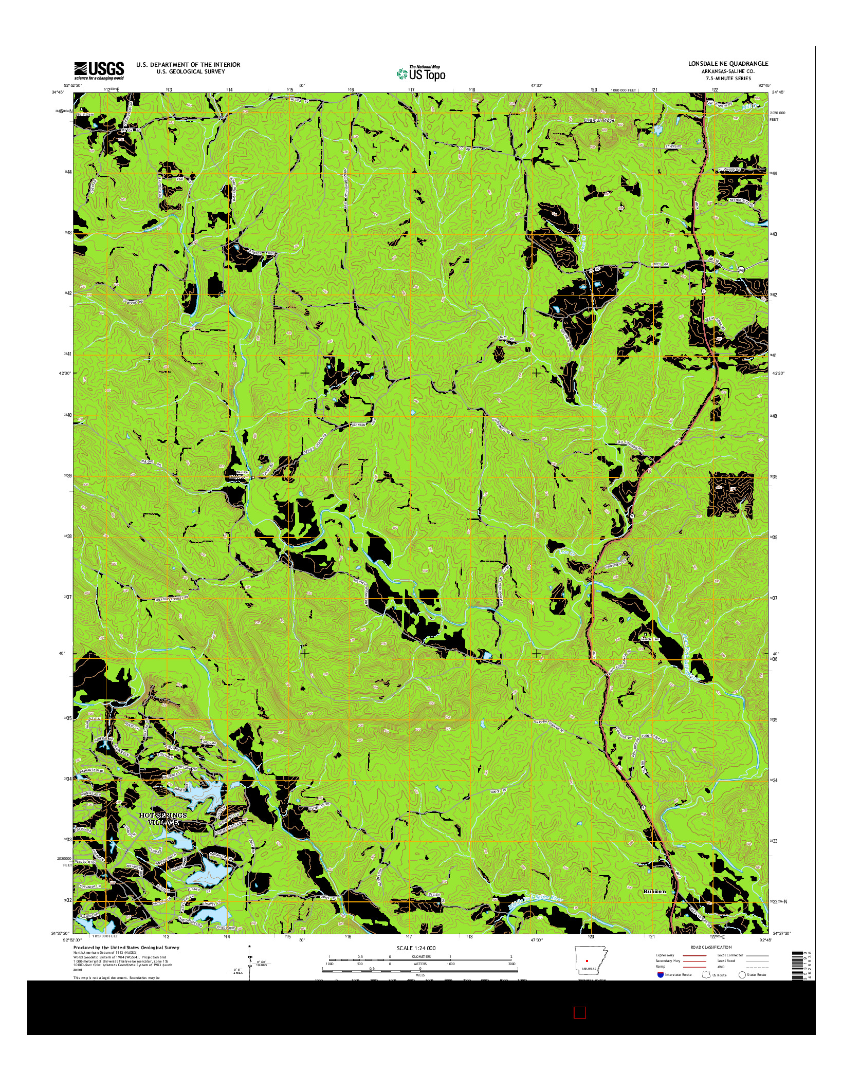 USGS US TOPO 7.5-MINUTE MAP FOR LONSDALE NE, AR 2014