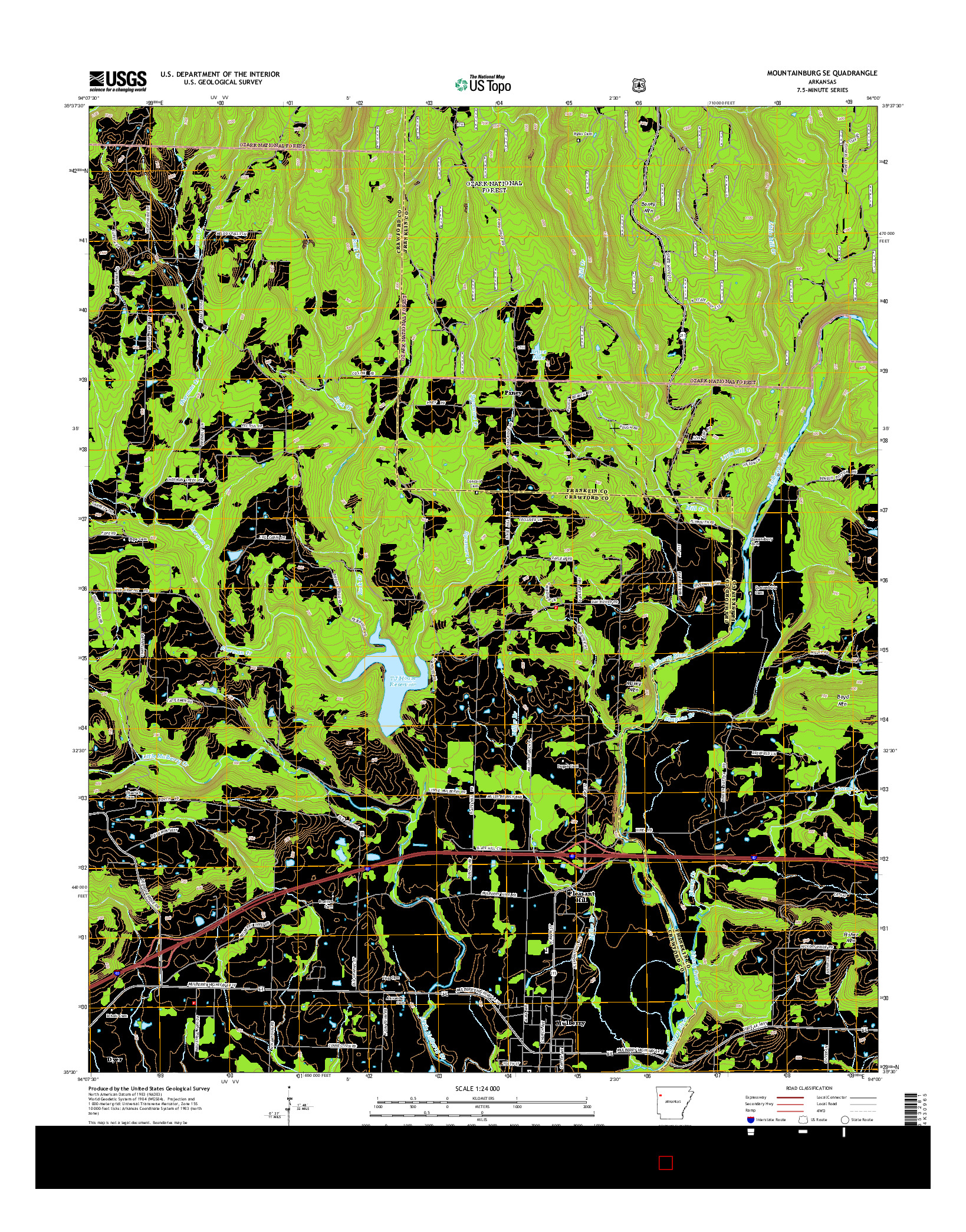 USGS US TOPO 7.5-MINUTE MAP FOR MOUNTAINBURG SE, AR 2014