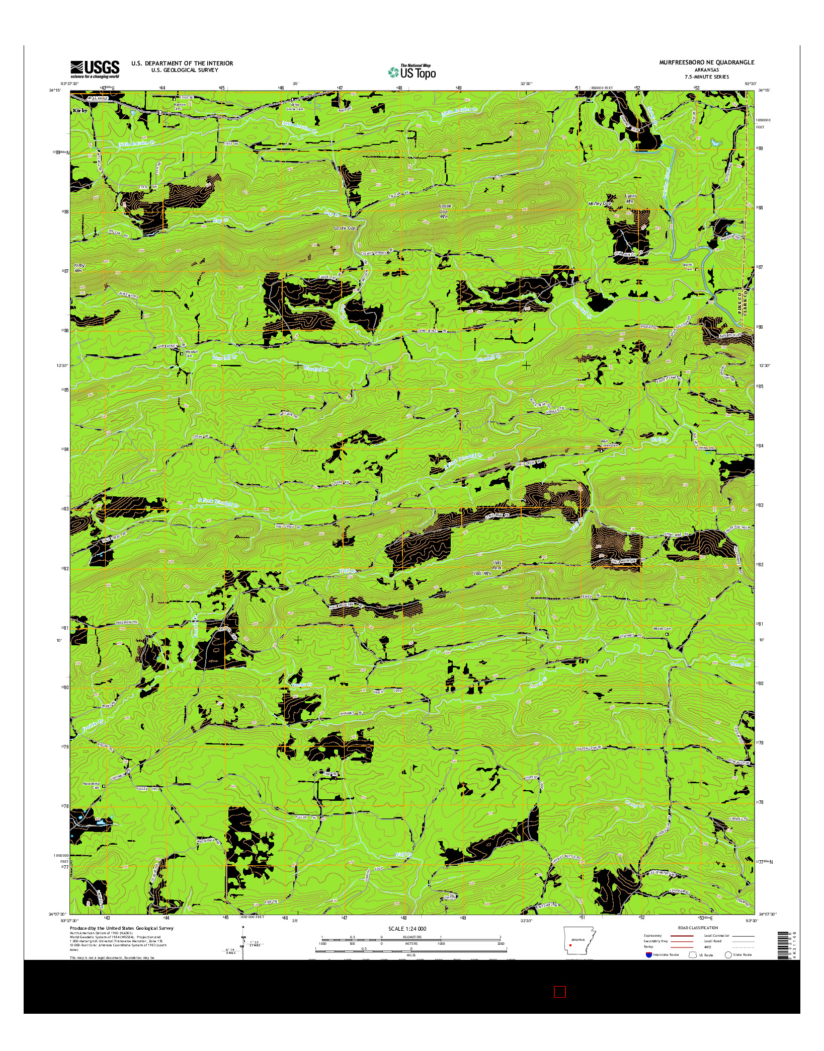 USGS US TOPO 7.5-MINUTE MAP FOR MURFREESBORO NE, AR 2014