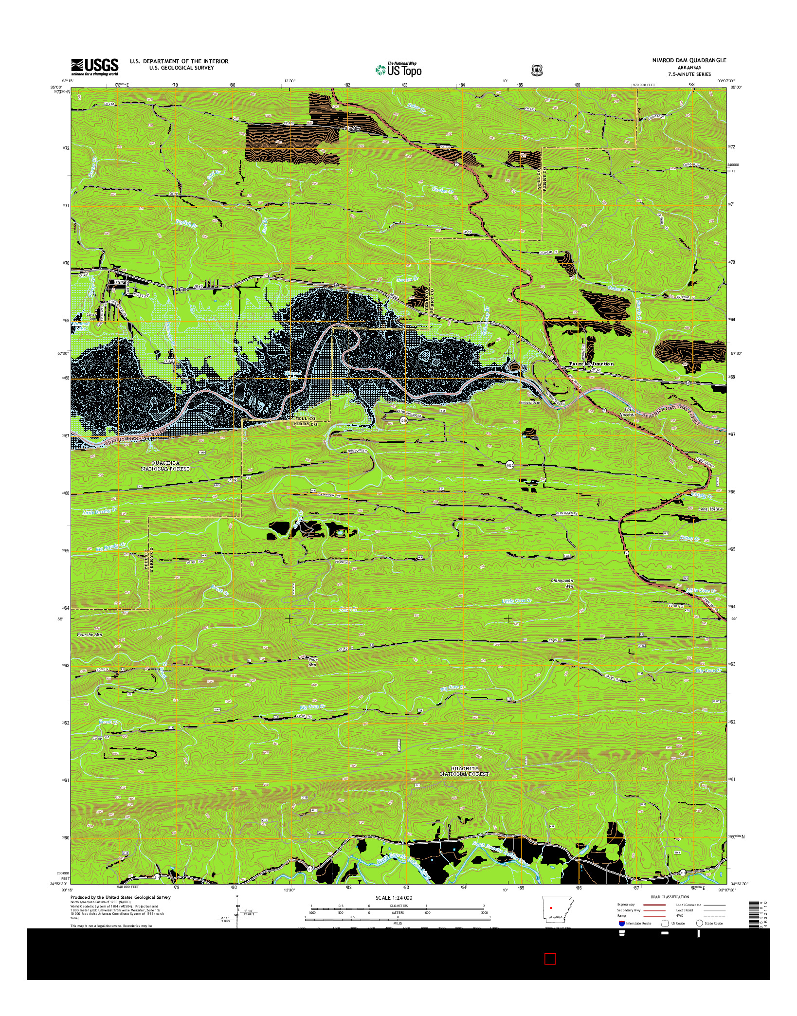 USGS US TOPO 7.5-MINUTE MAP FOR NIMROD DAM, AR 2014