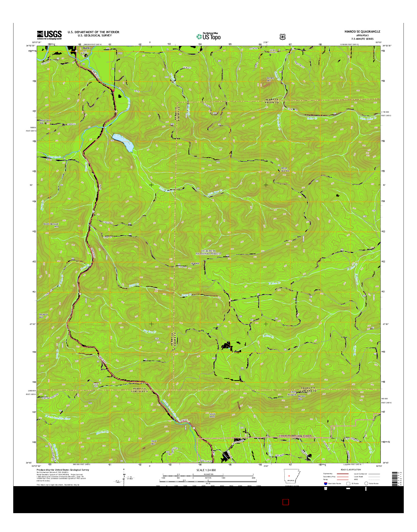 USGS US TOPO 7.5-MINUTE MAP FOR NIMROD SE, AR 2014