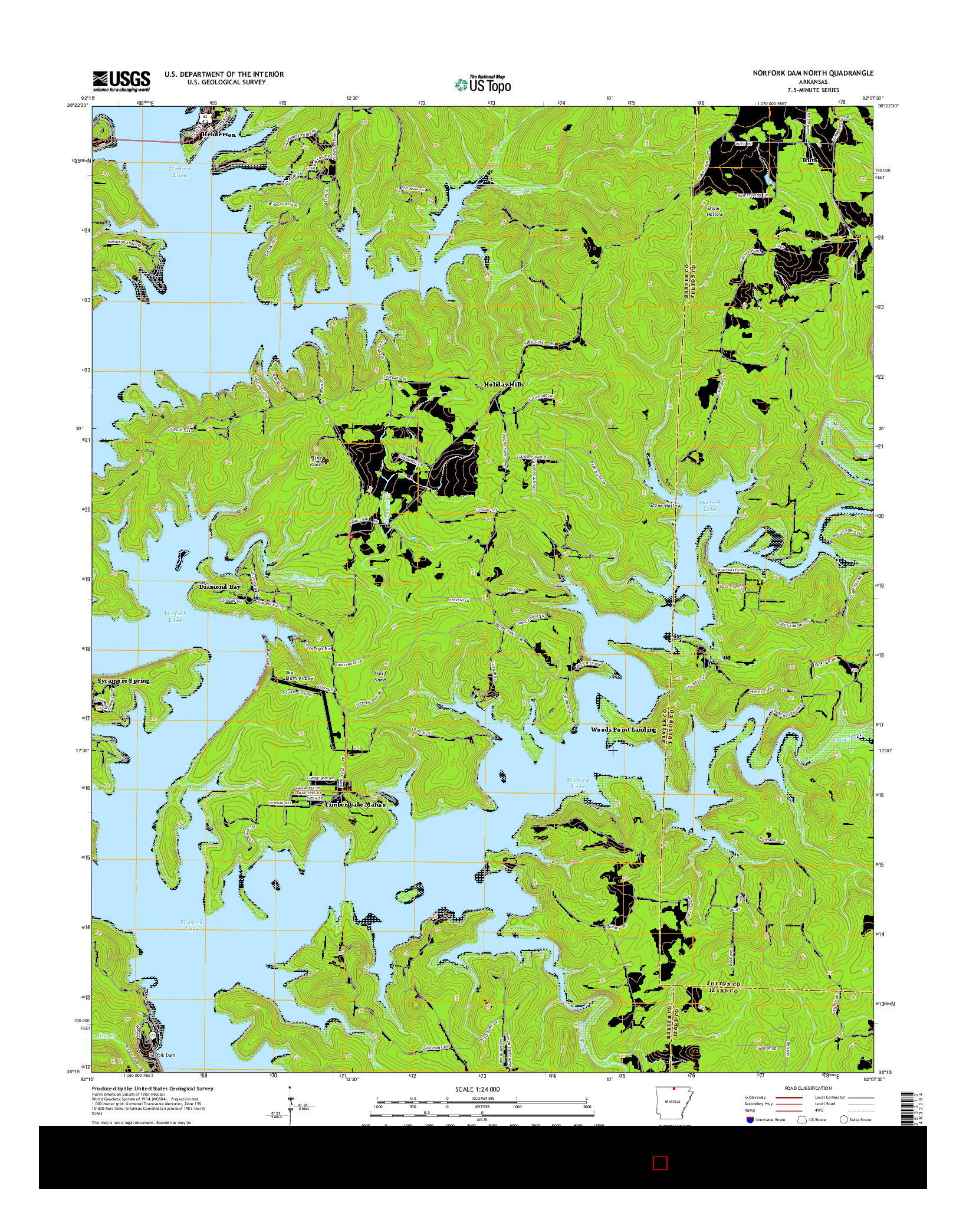 USGS US TOPO 7.5-MINUTE MAP FOR NORFORK DAM NORTH, AR 2014