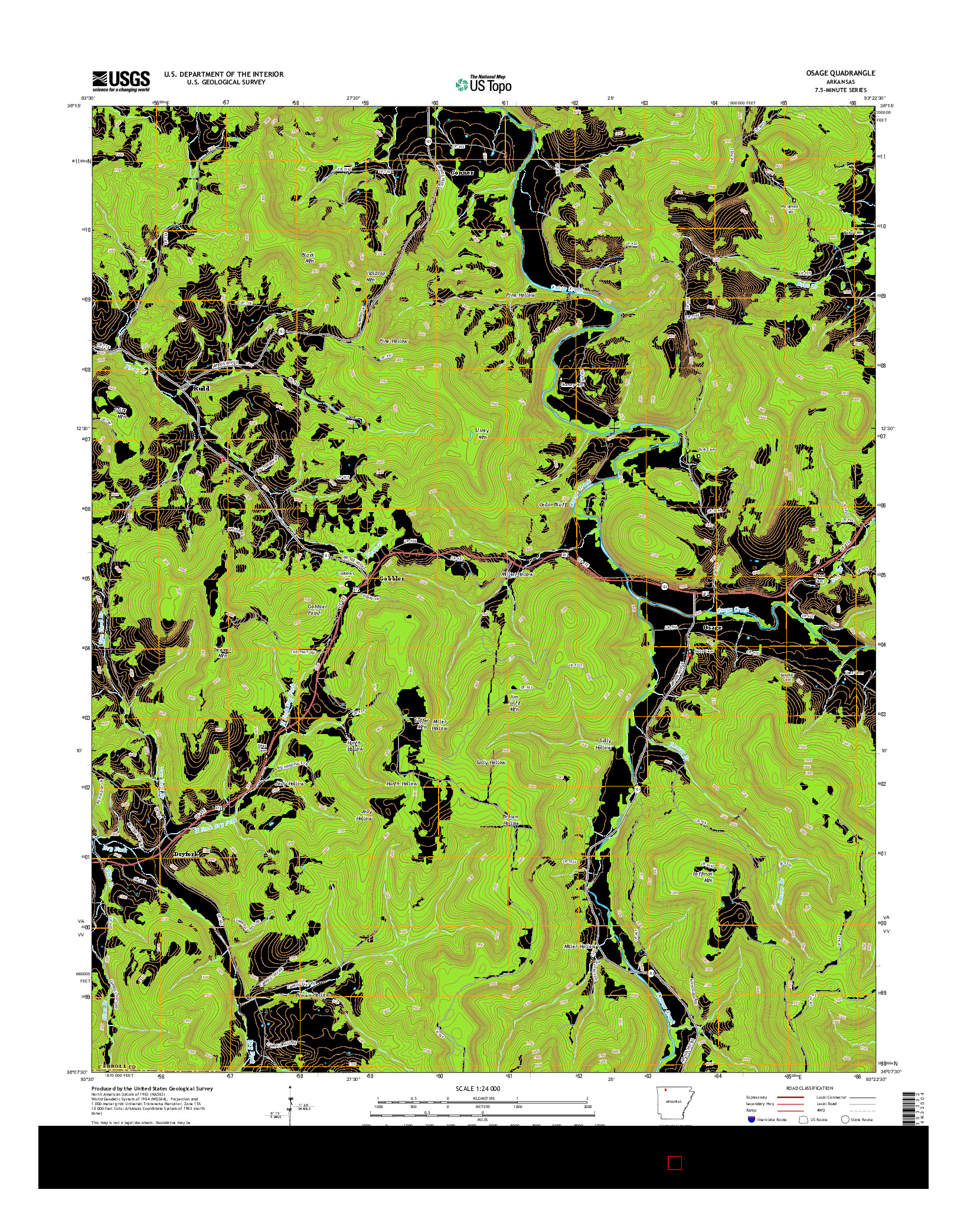 USGS US TOPO 7.5-MINUTE MAP FOR OSAGE, AR 2014