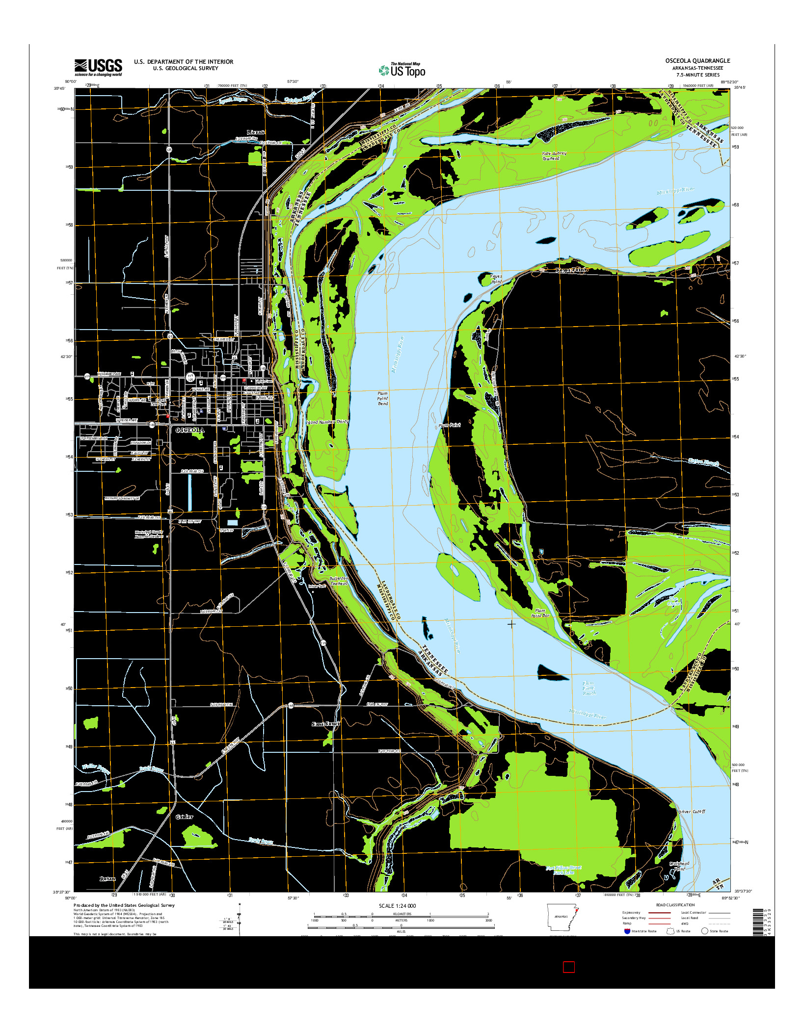 USGS US TOPO 7.5-MINUTE MAP FOR OSCEOLA, AR-TN 2014