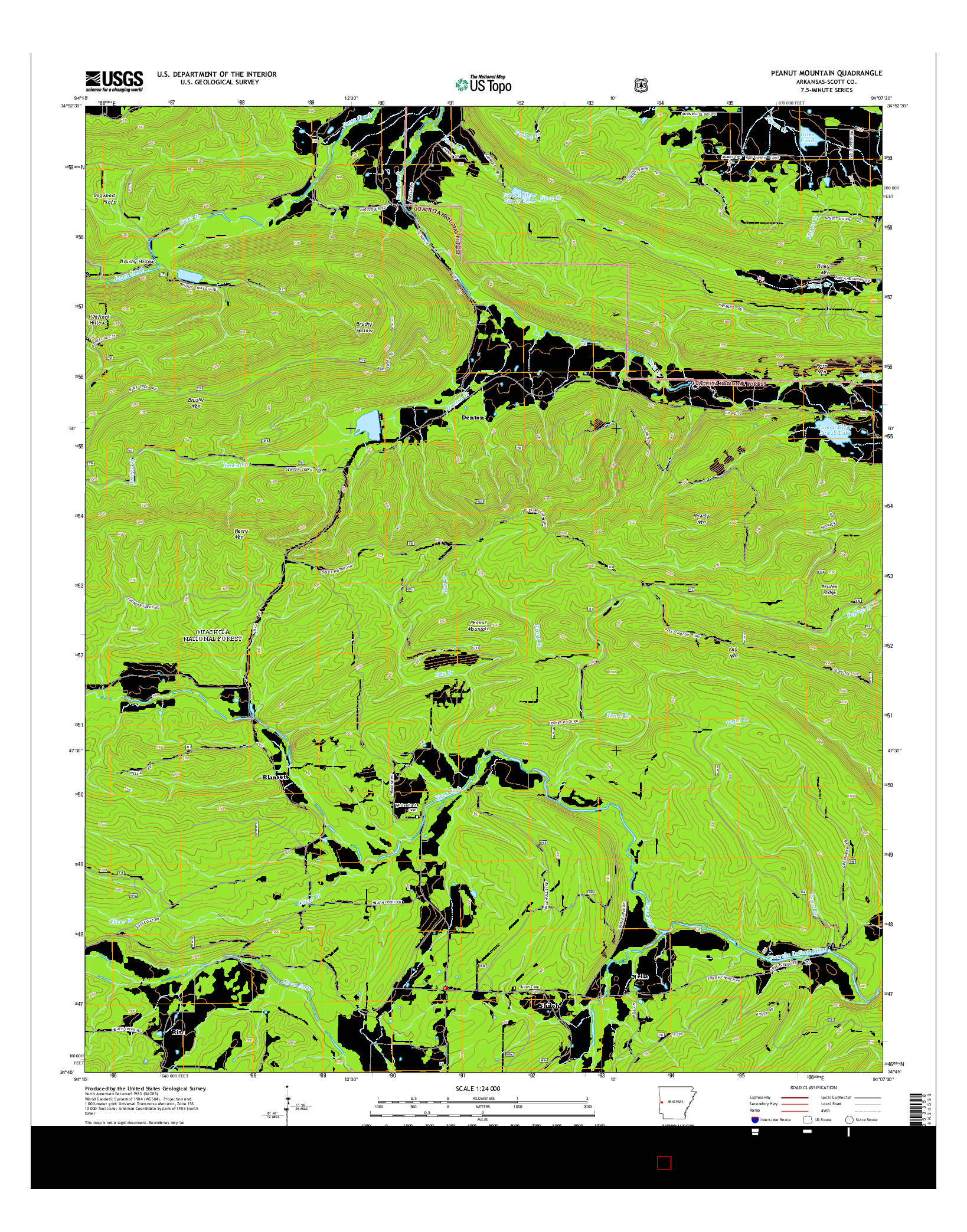 USGS US TOPO 7.5-MINUTE MAP FOR PEANUT MOUNTAIN, AR 2014