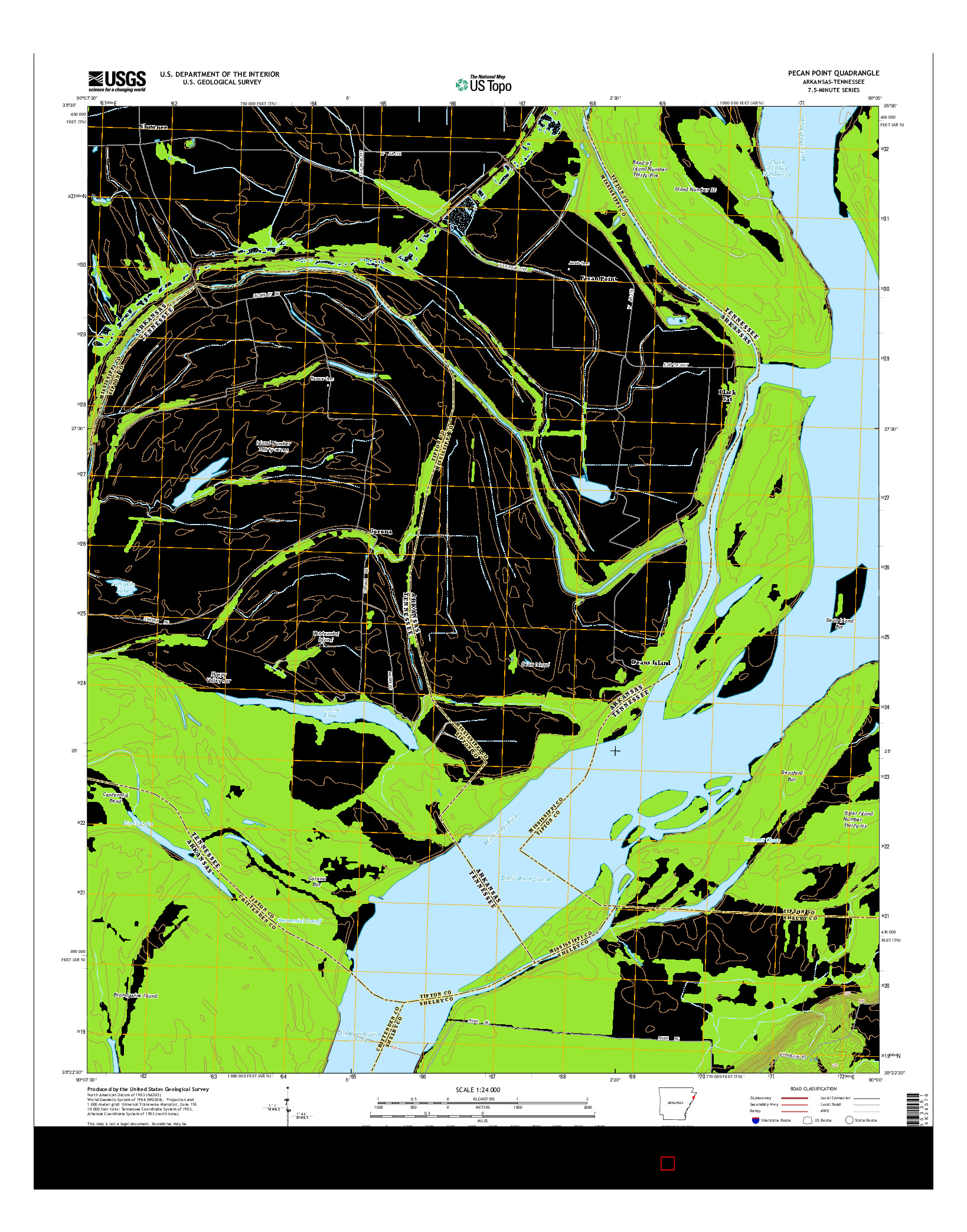 USGS US TOPO 7.5-MINUTE MAP FOR PECAN POINT, AR-TN 2014