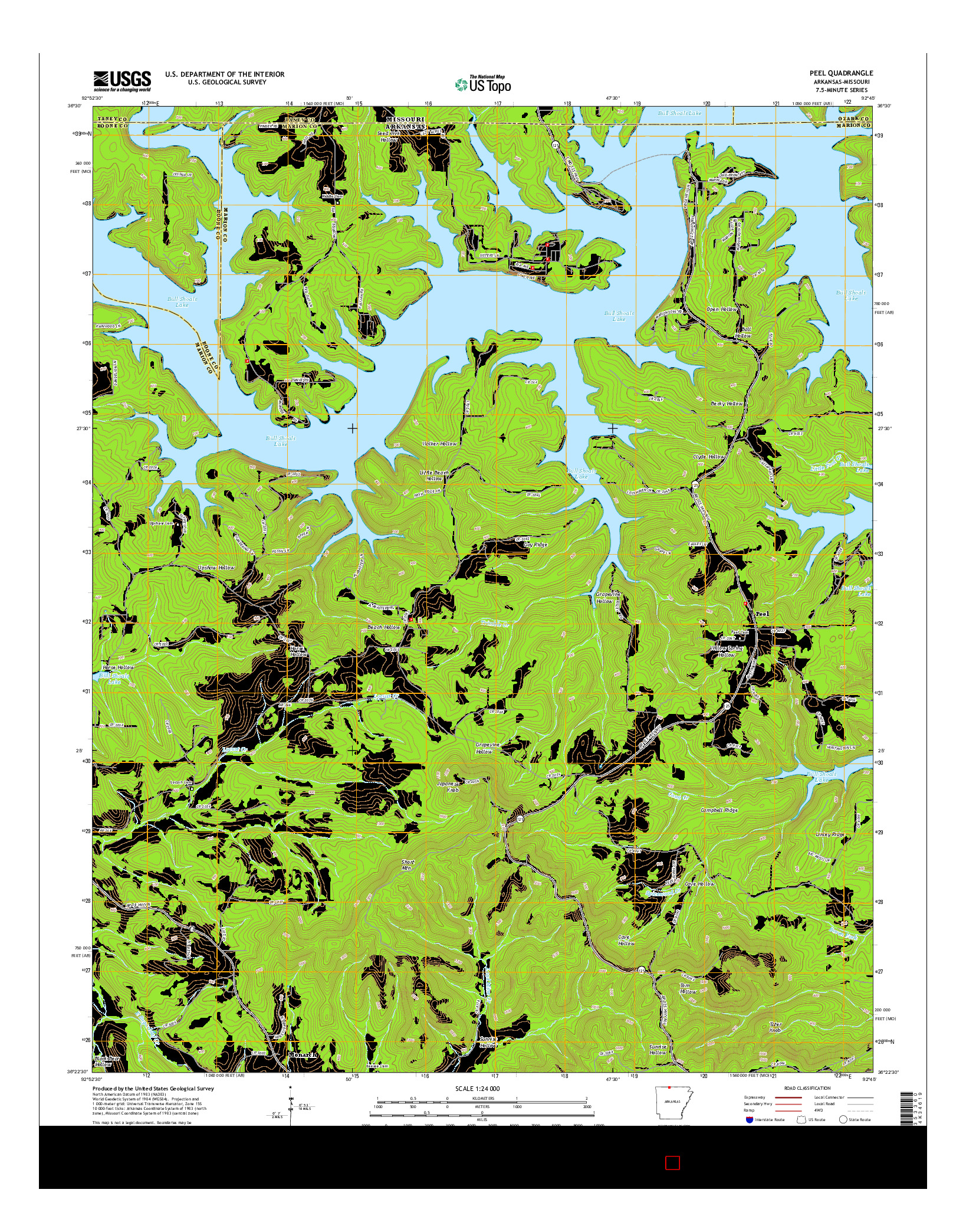 USGS US TOPO 7.5-MINUTE MAP FOR PEEL, AR-MO 2014