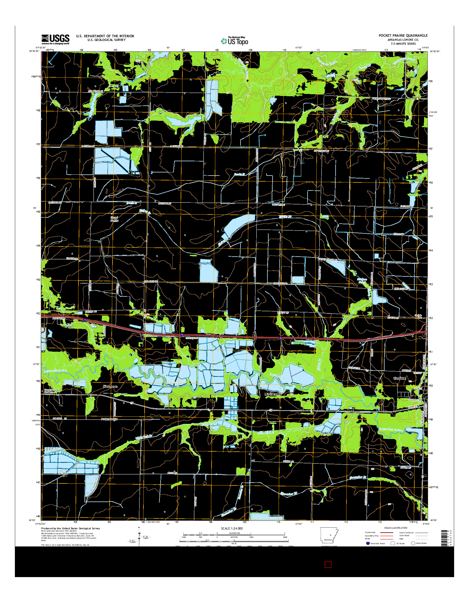 USGS US TOPO 7.5-MINUTE MAP FOR POCKET PRAIRIE, AR 2014