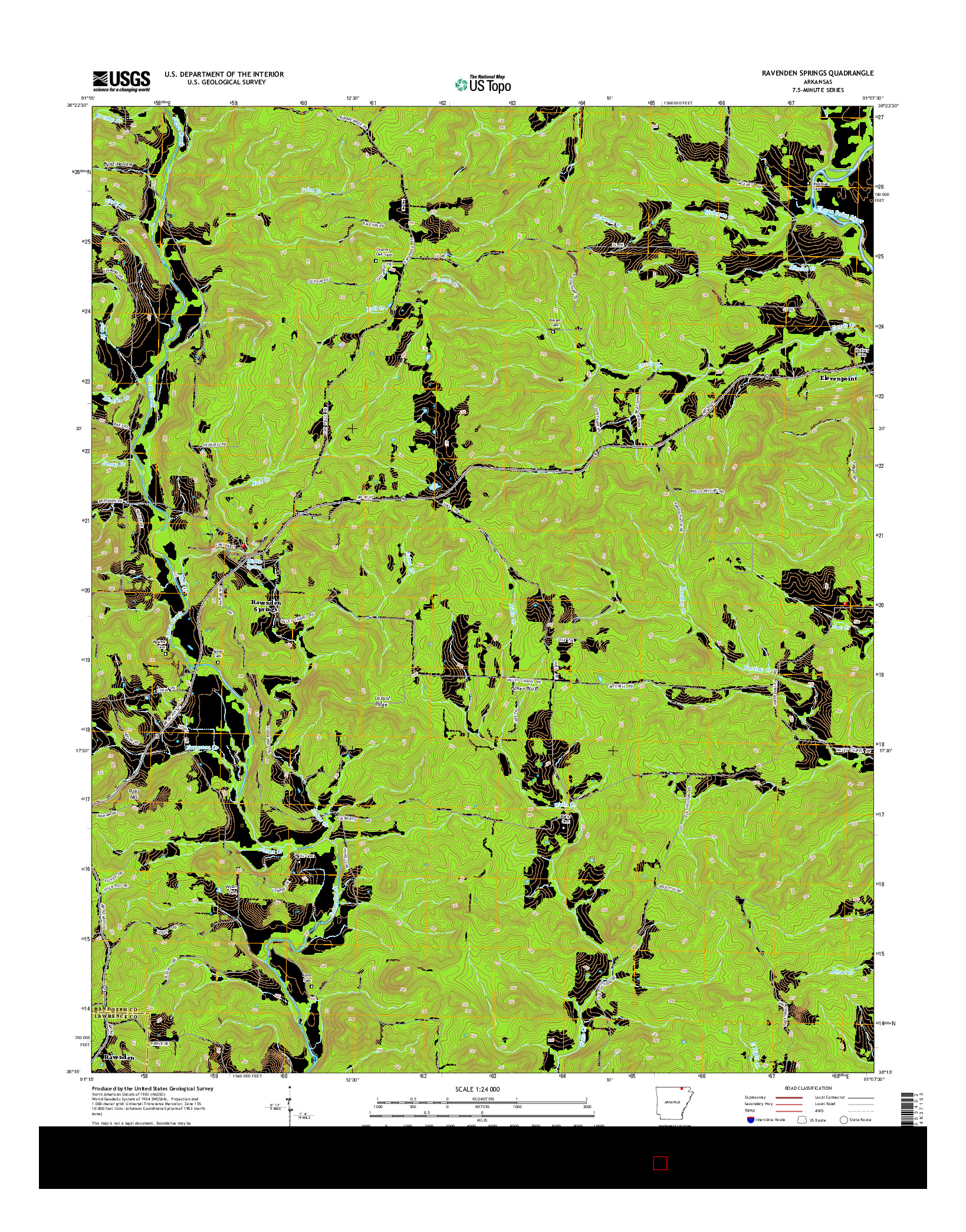 USGS US TOPO 7.5-MINUTE MAP FOR RAVENDEN SPRINGS, AR 2014