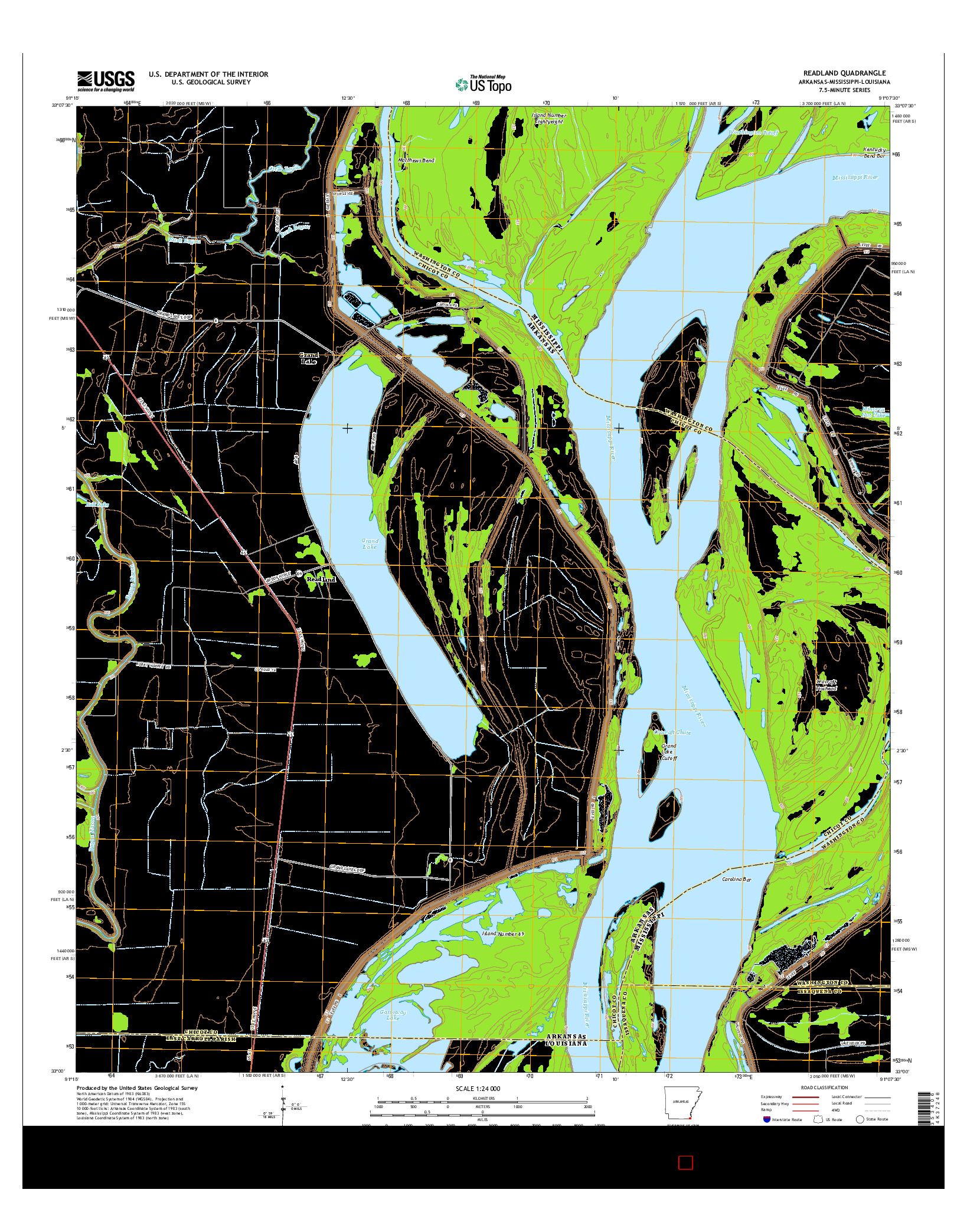 USGS US TOPO 7.5-MINUTE MAP FOR READLAND, AR-MS-LA 2014