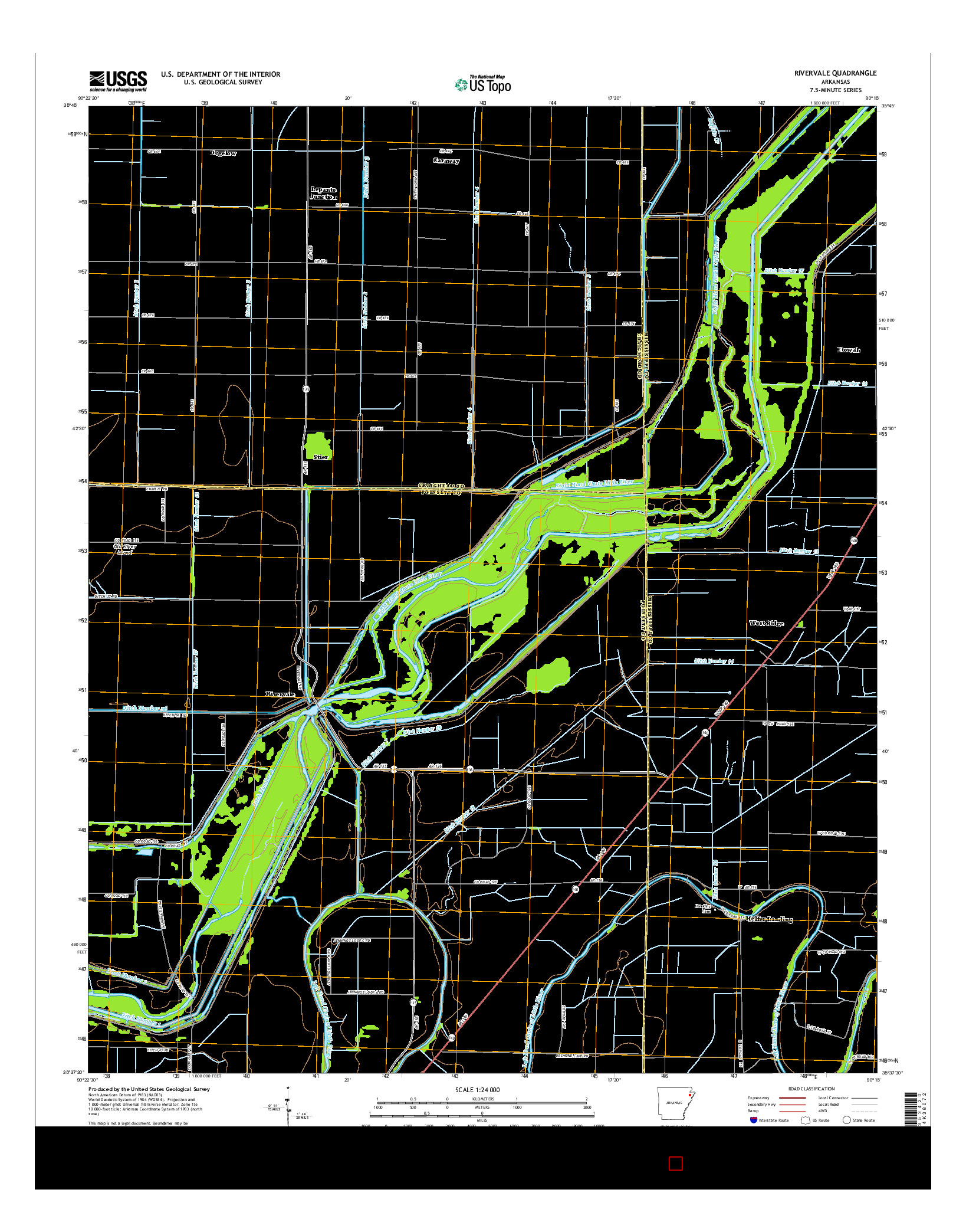 USGS US TOPO 7.5-MINUTE MAP FOR RIVERVALE, AR 2014