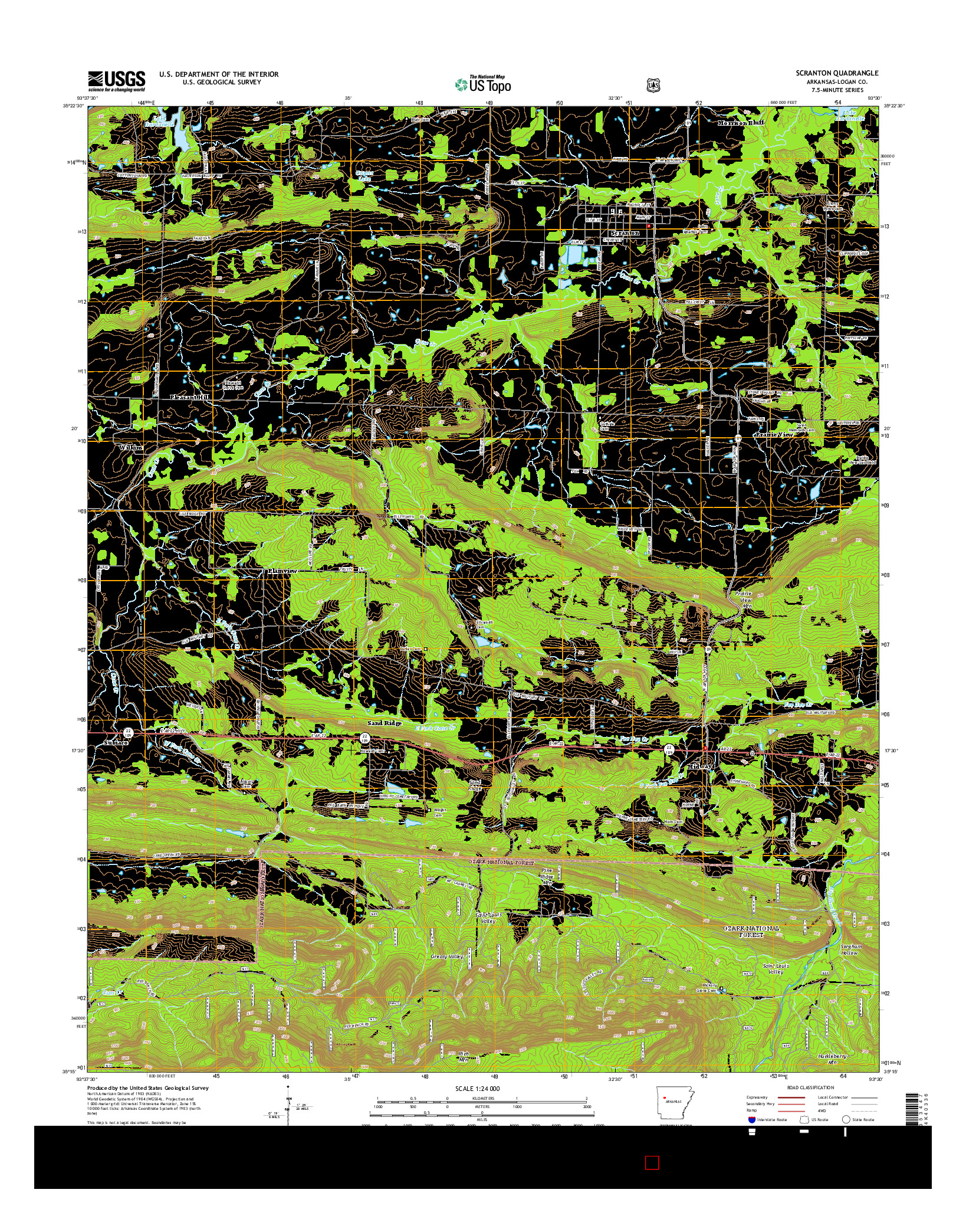 USGS US TOPO 7.5-MINUTE MAP FOR SCRANTON, AR 2014