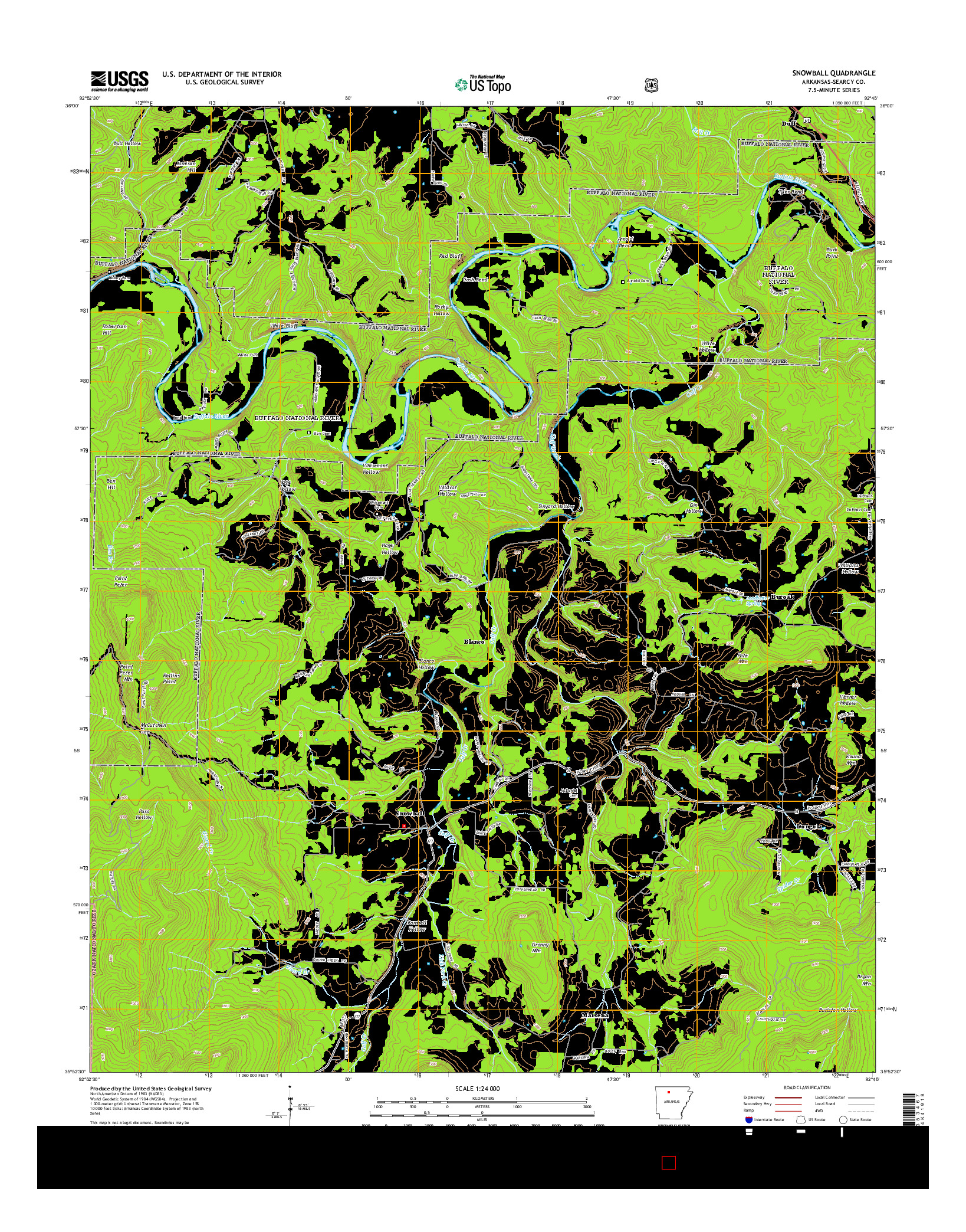 USGS US TOPO 7.5-MINUTE MAP FOR SNOWBALL, AR 2014