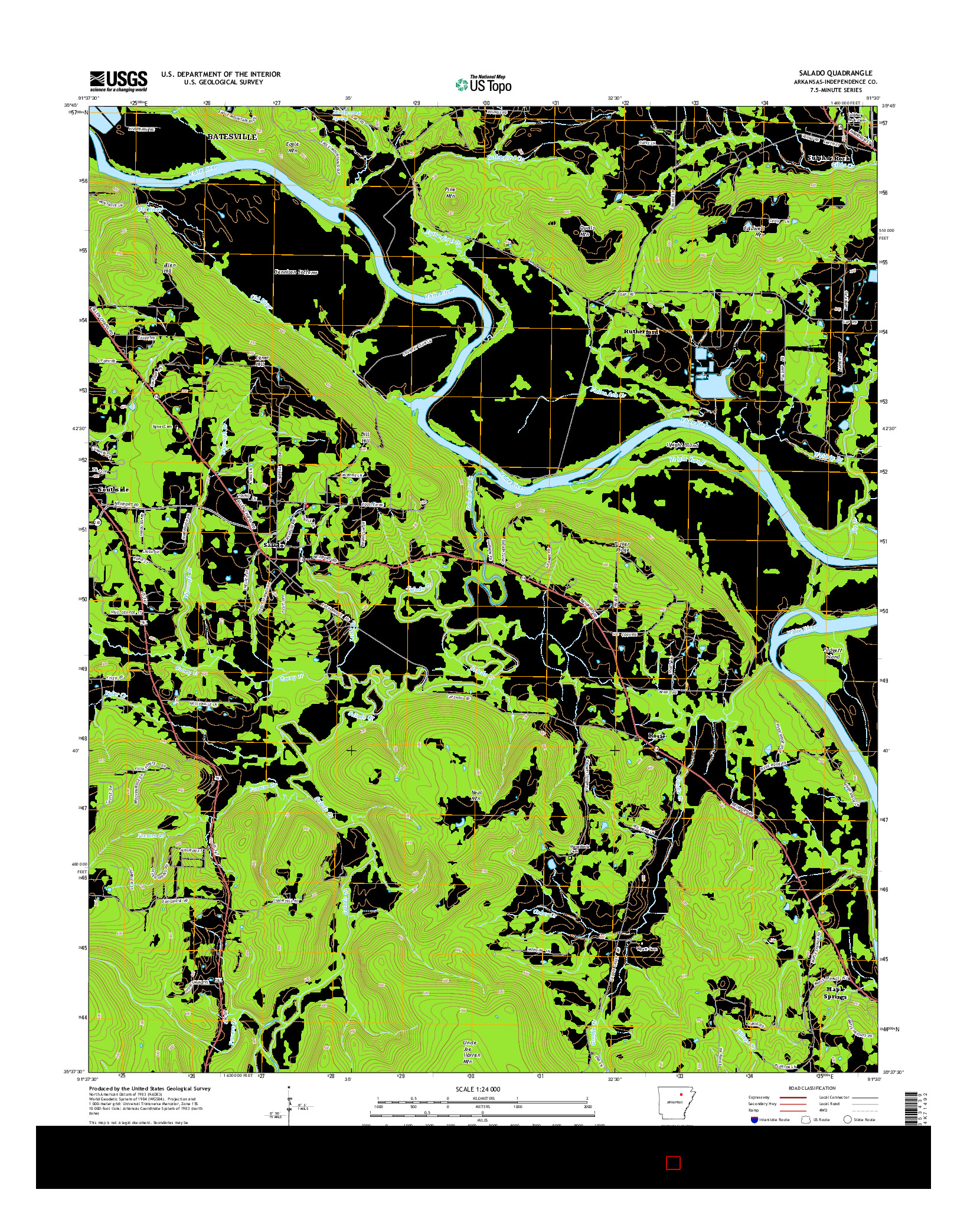 USGS US TOPO 7.5-MINUTE MAP FOR SALADO, AR 2014