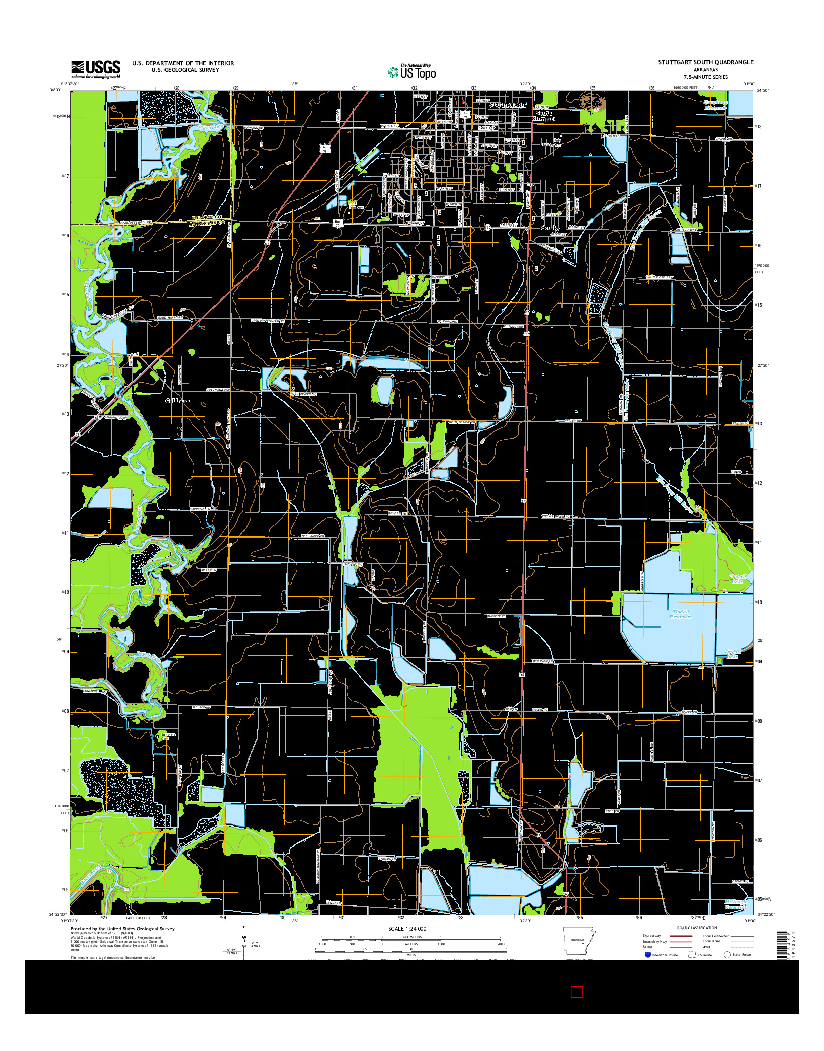 USGS US TOPO 7.5-MINUTE MAP FOR STUTTGART SOUTH, AR 2014
