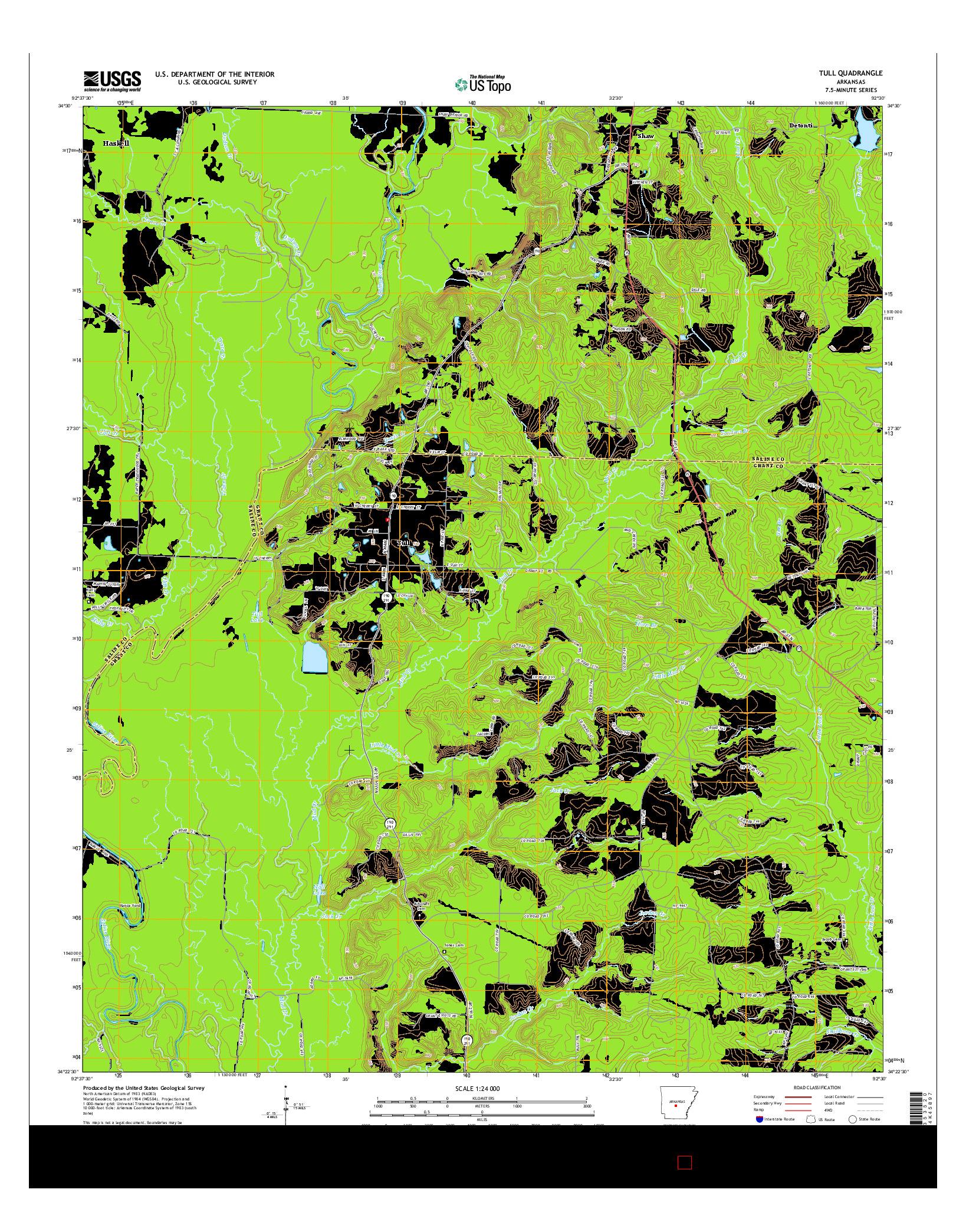 USGS US TOPO 7.5-MINUTE MAP FOR TULL, AR 2014