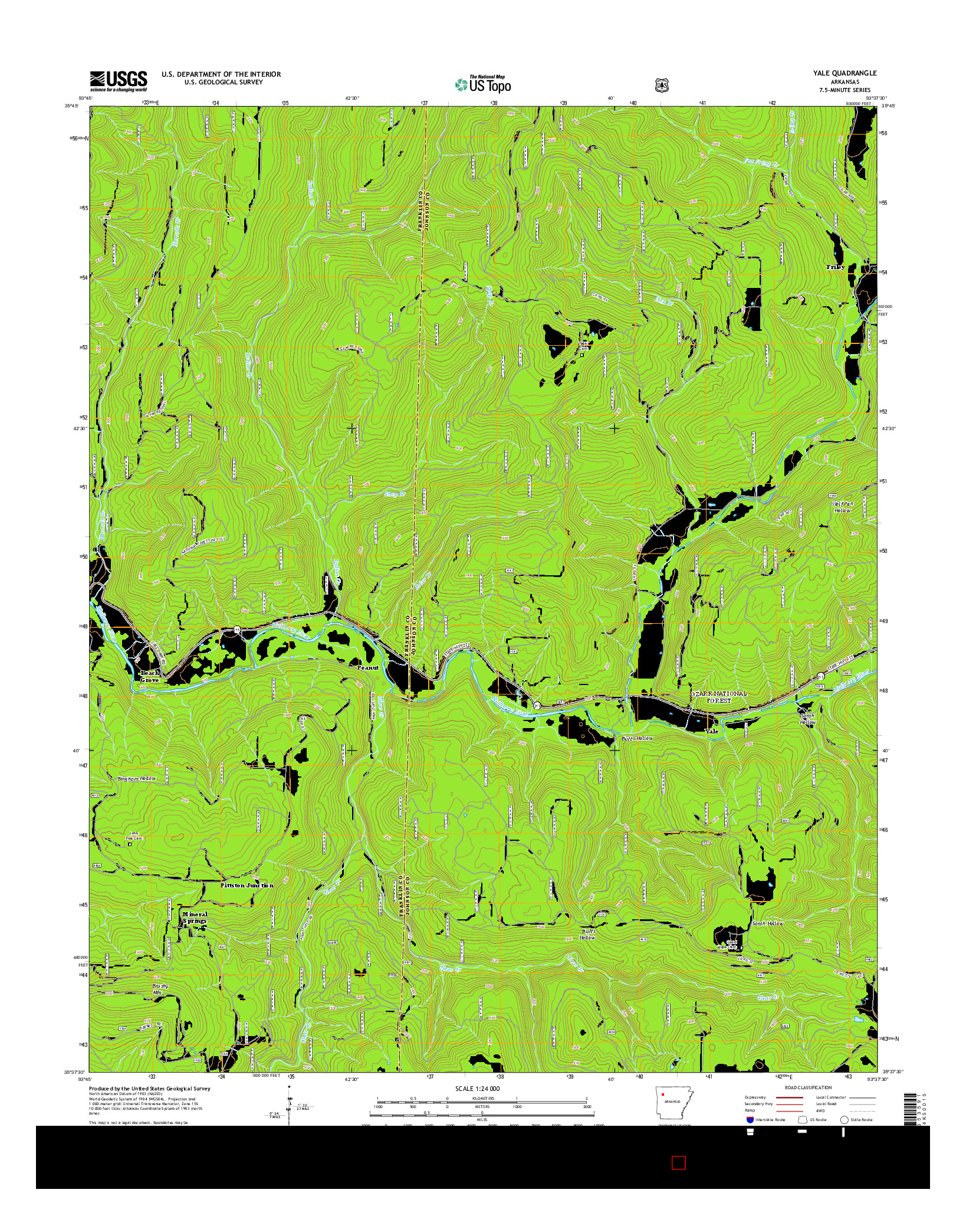 USGS US TOPO 7.5-MINUTE MAP FOR YALE, AR 2014