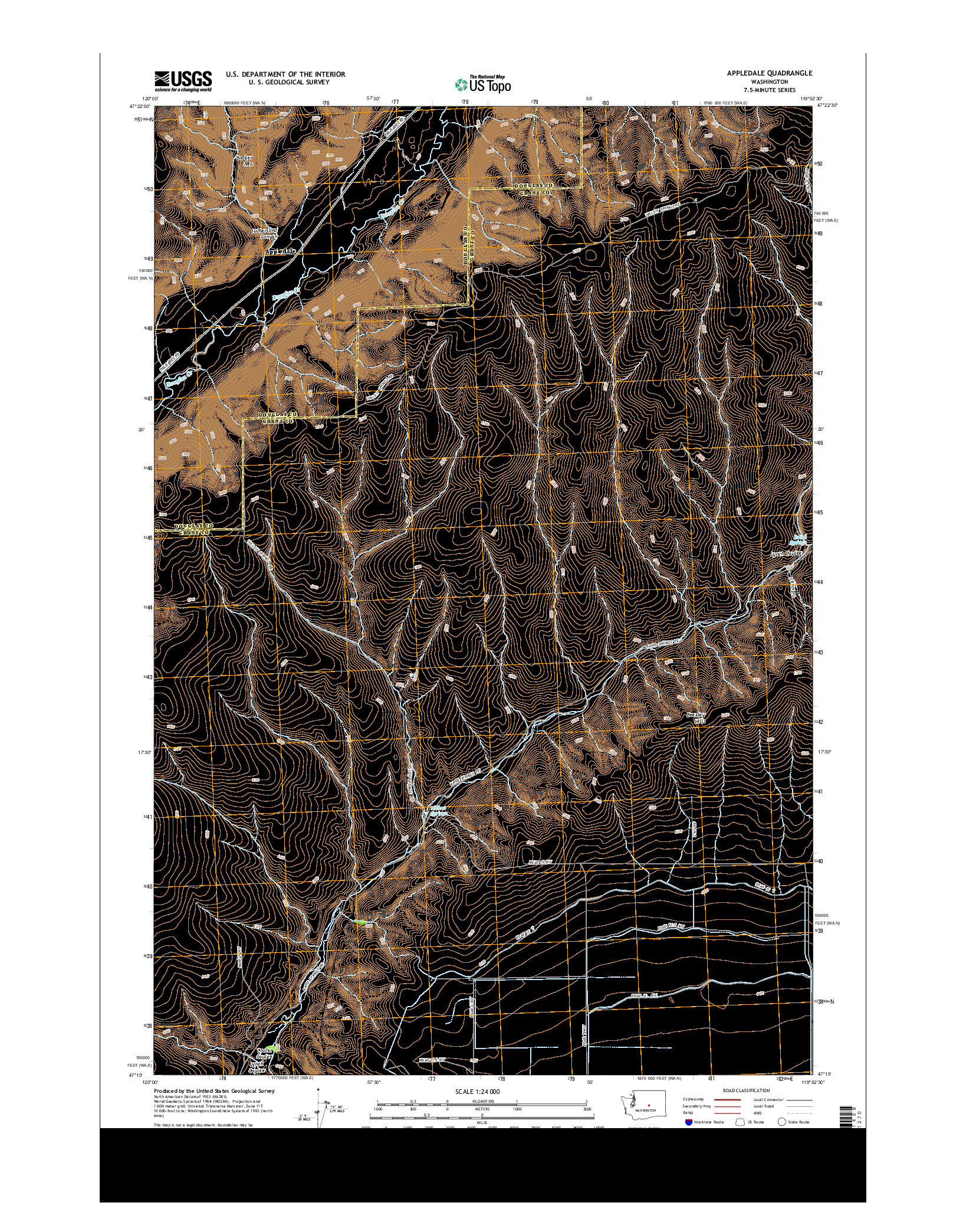 USGS US TOPO 7.5-MINUTE MAP FOR APPLEDALE, WA 2014