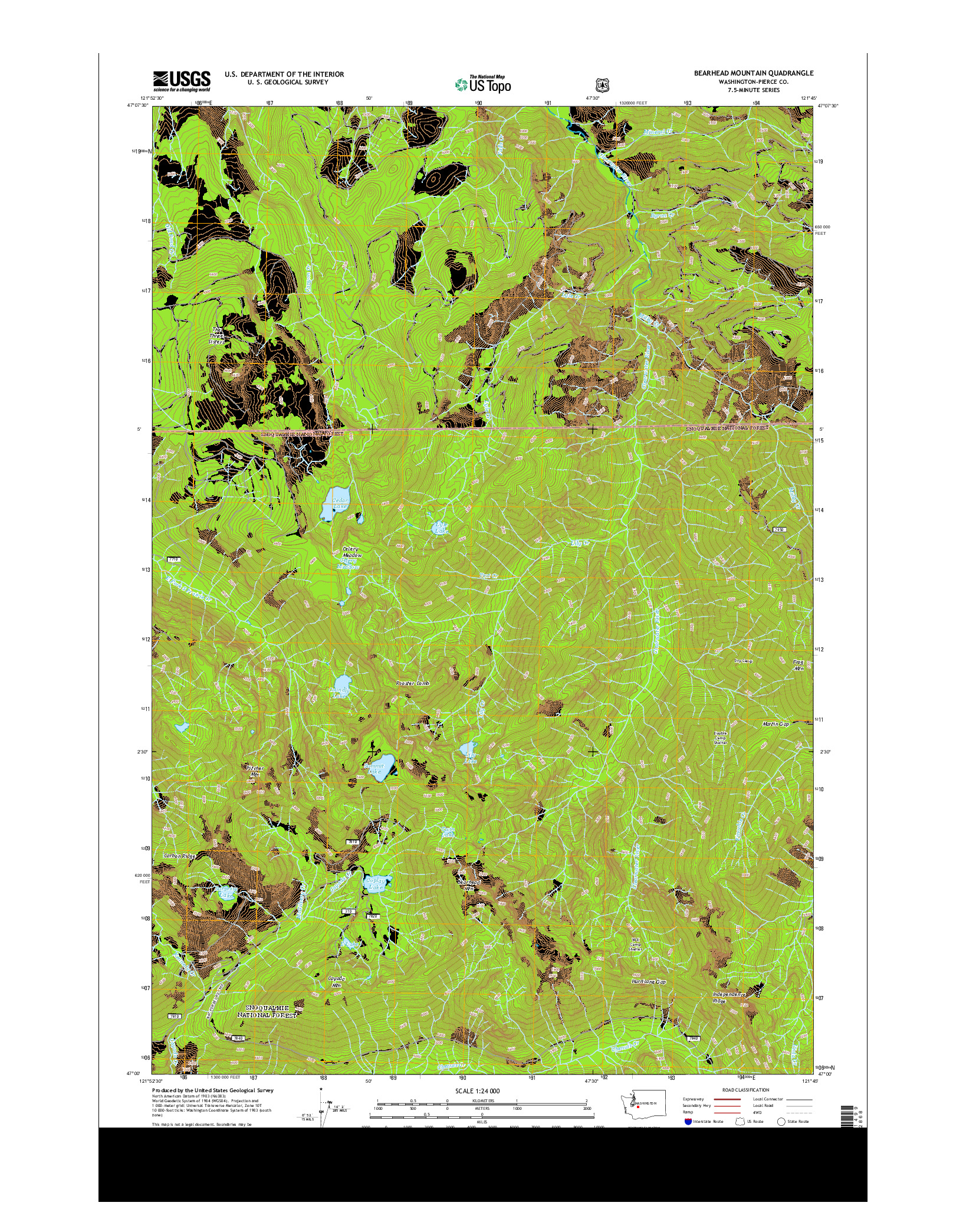 USGS US TOPO 7.5-MINUTE MAP FOR BEARHEAD MOUNTAIN, WA 2014