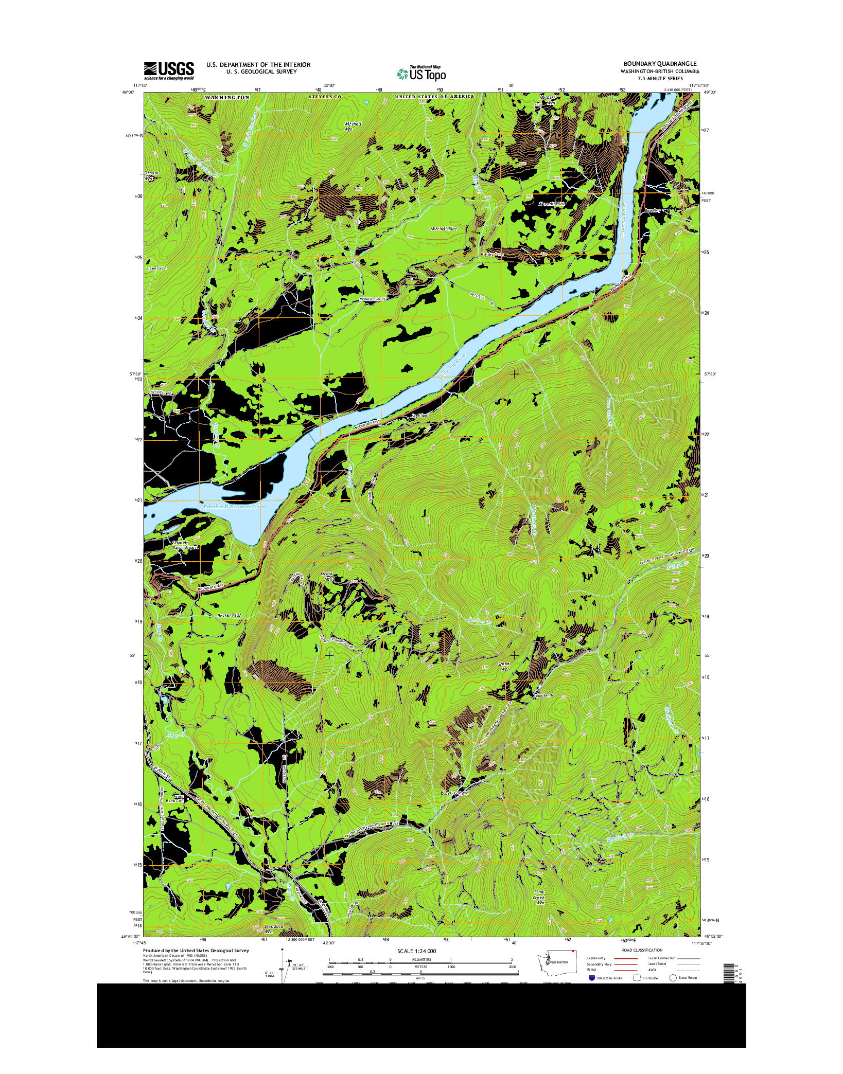 USGS US TOPO 7.5-MINUTE MAP FOR BOUNDARY, WA-BC 2014