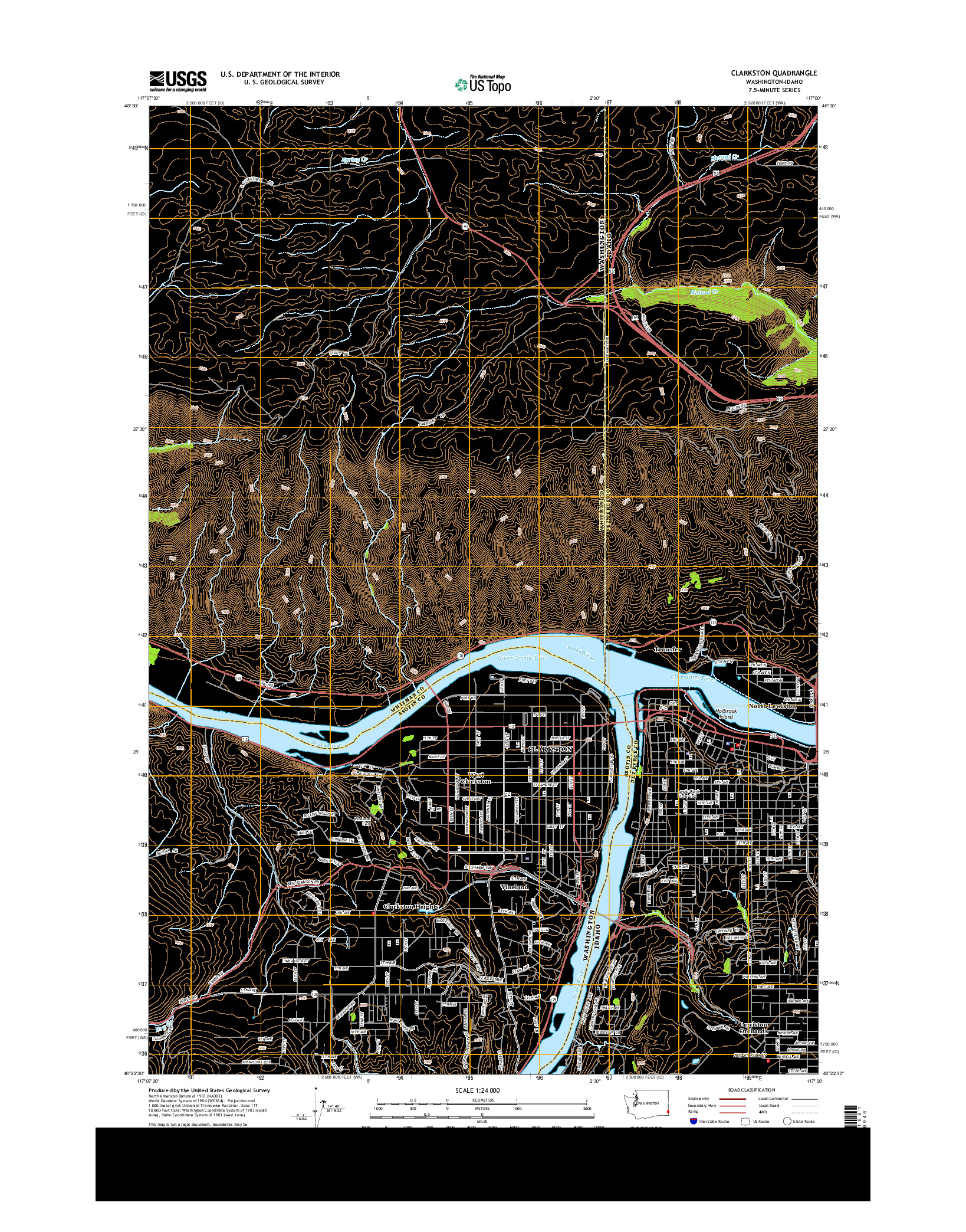 USGS US TOPO 7.5-MINUTE MAP FOR CLARKSTON, WA-ID 2014