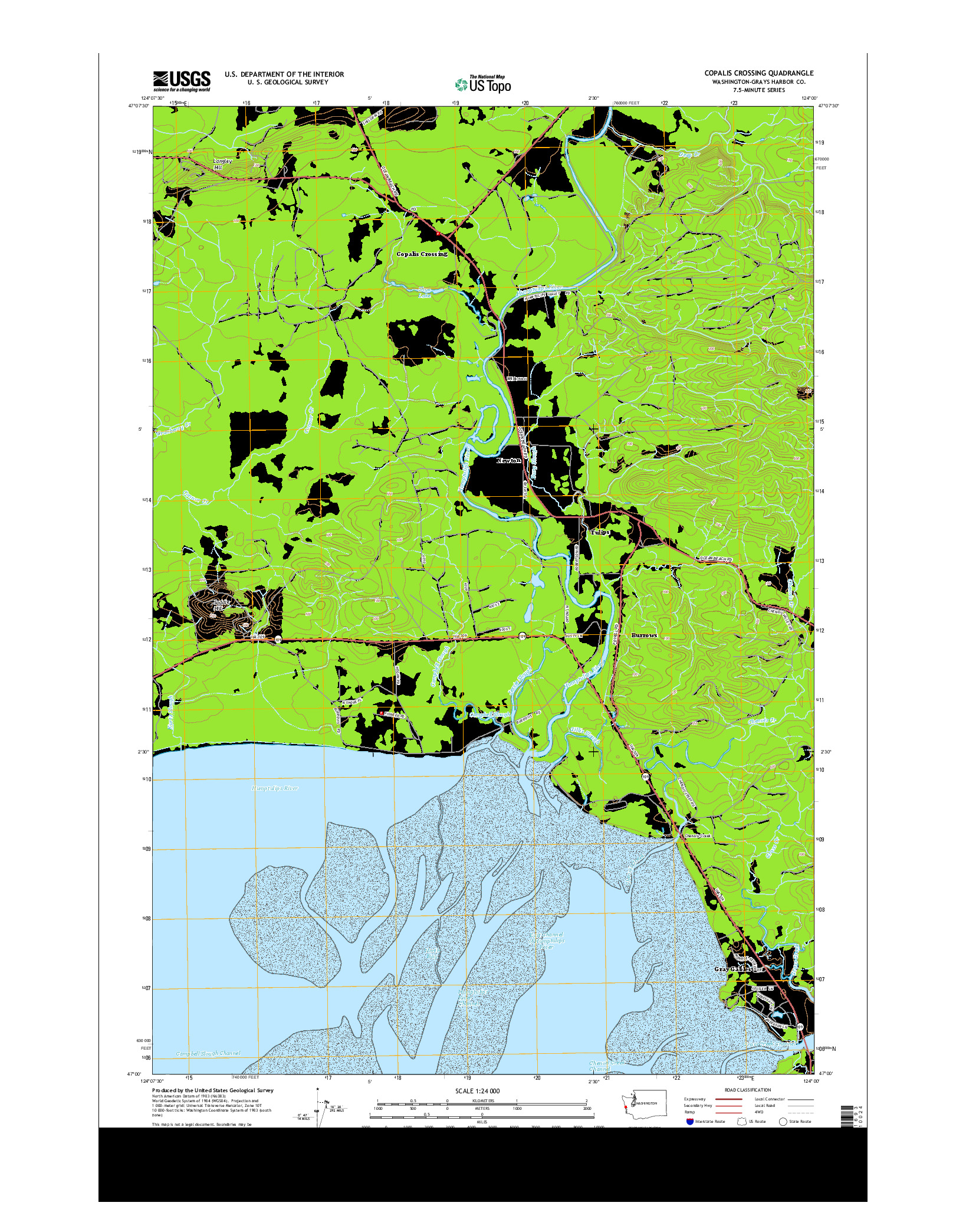 USGS US TOPO 7.5-MINUTE MAP FOR COPALIS CROSSING, WA 2014
