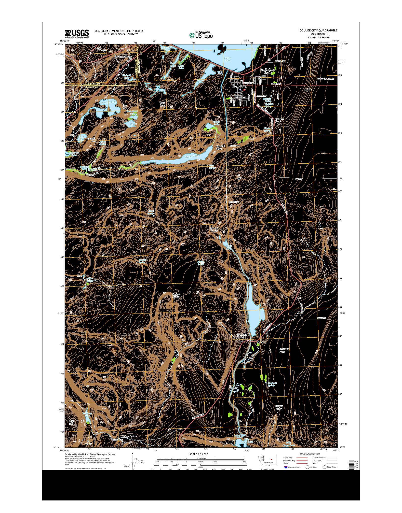 USGS US TOPO 7.5-MINUTE MAP FOR COULEE CITY, WA 2014