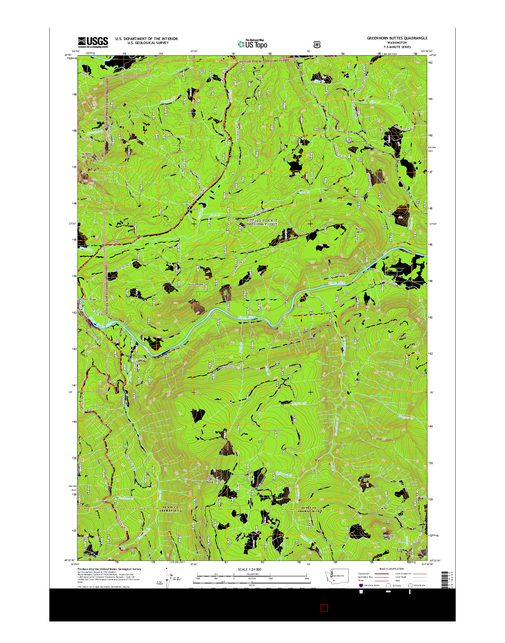 USGS US TOPO 7.5-MINUTE MAP FOR GREENHORN BUTTES, WA 2014