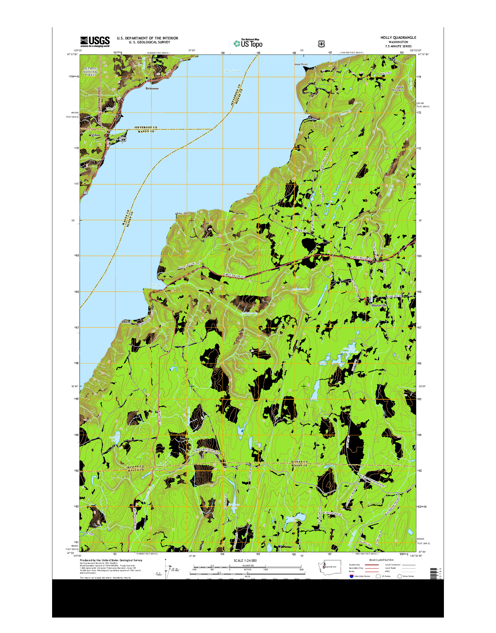 USGS US TOPO 7.5-MINUTE MAP FOR HOLLY, WA 2014