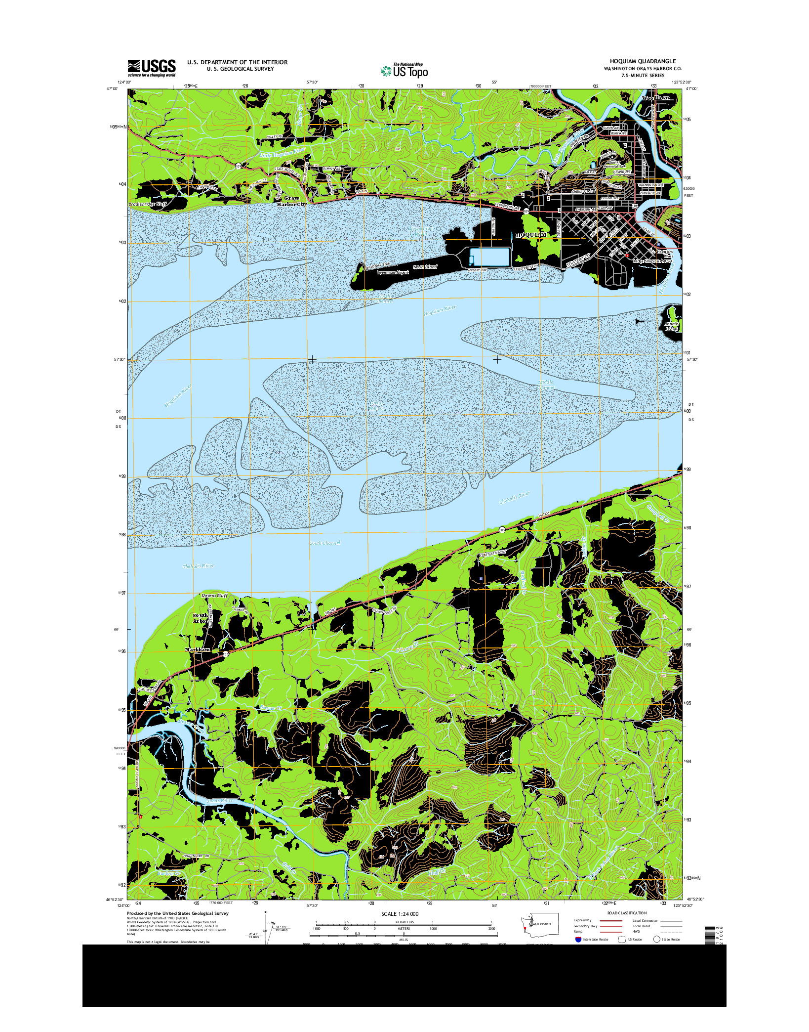 USGS US TOPO 7.5-MINUTE MAP FOR HOQUIAM, WA 2014