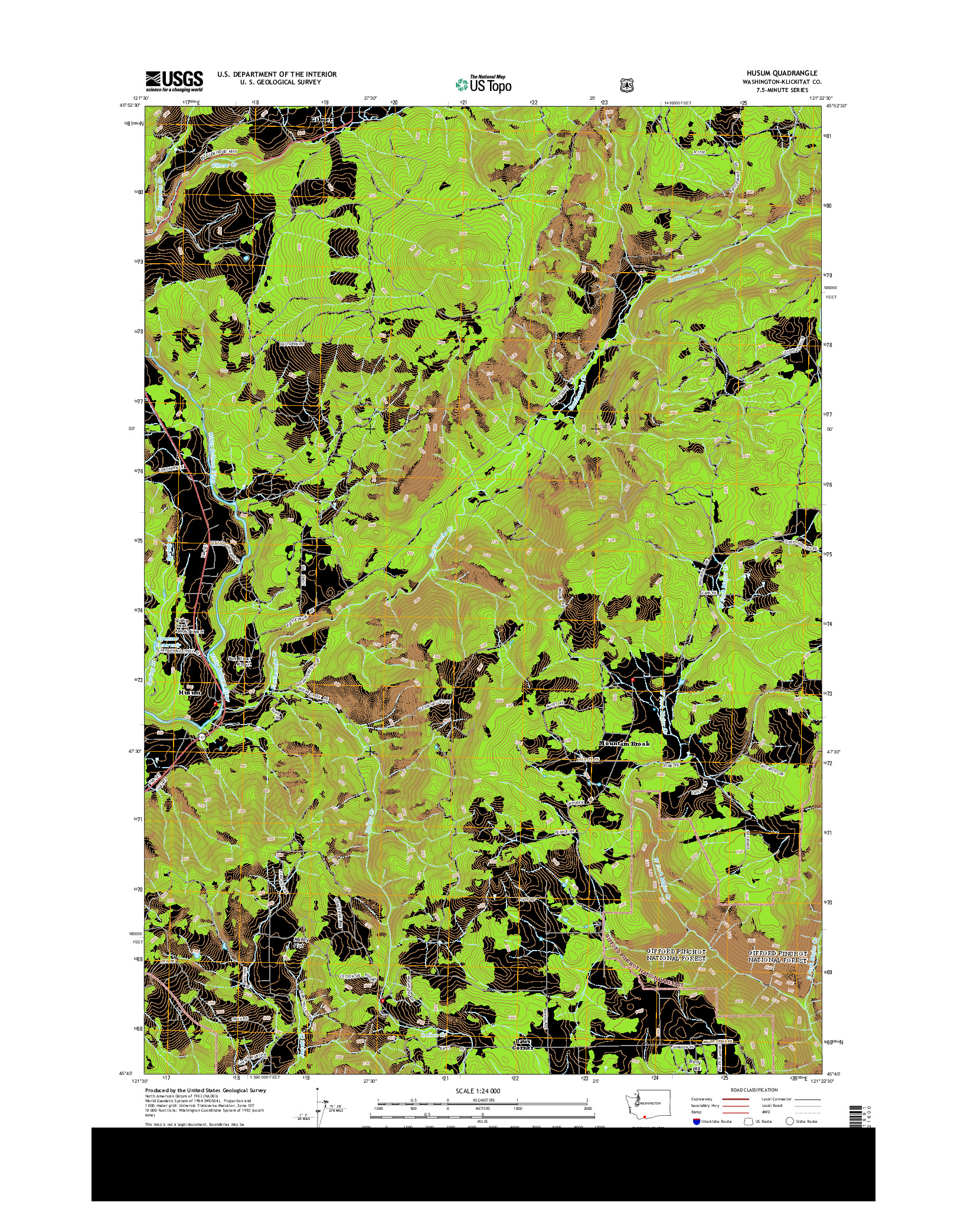 USGS US TOPO 7.5-MINUTE MAP FOR HUSUM, WA 2014