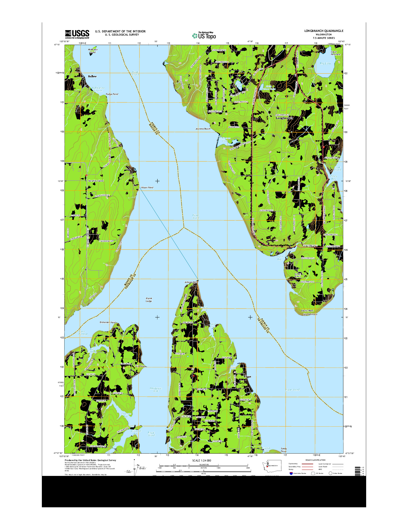 USGS US TOPO 7.5-MINUTE MAP FOR LONGBRANCH, WA 2014