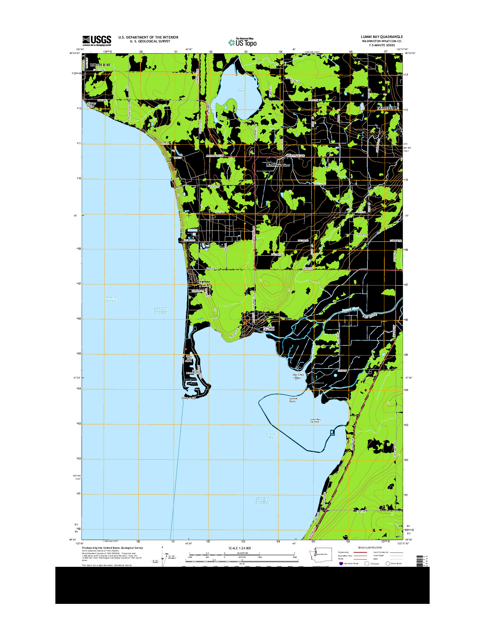 USGS US TOPO 7.5-MINUTE MAP FOR LUMMI BAY, WA 2014